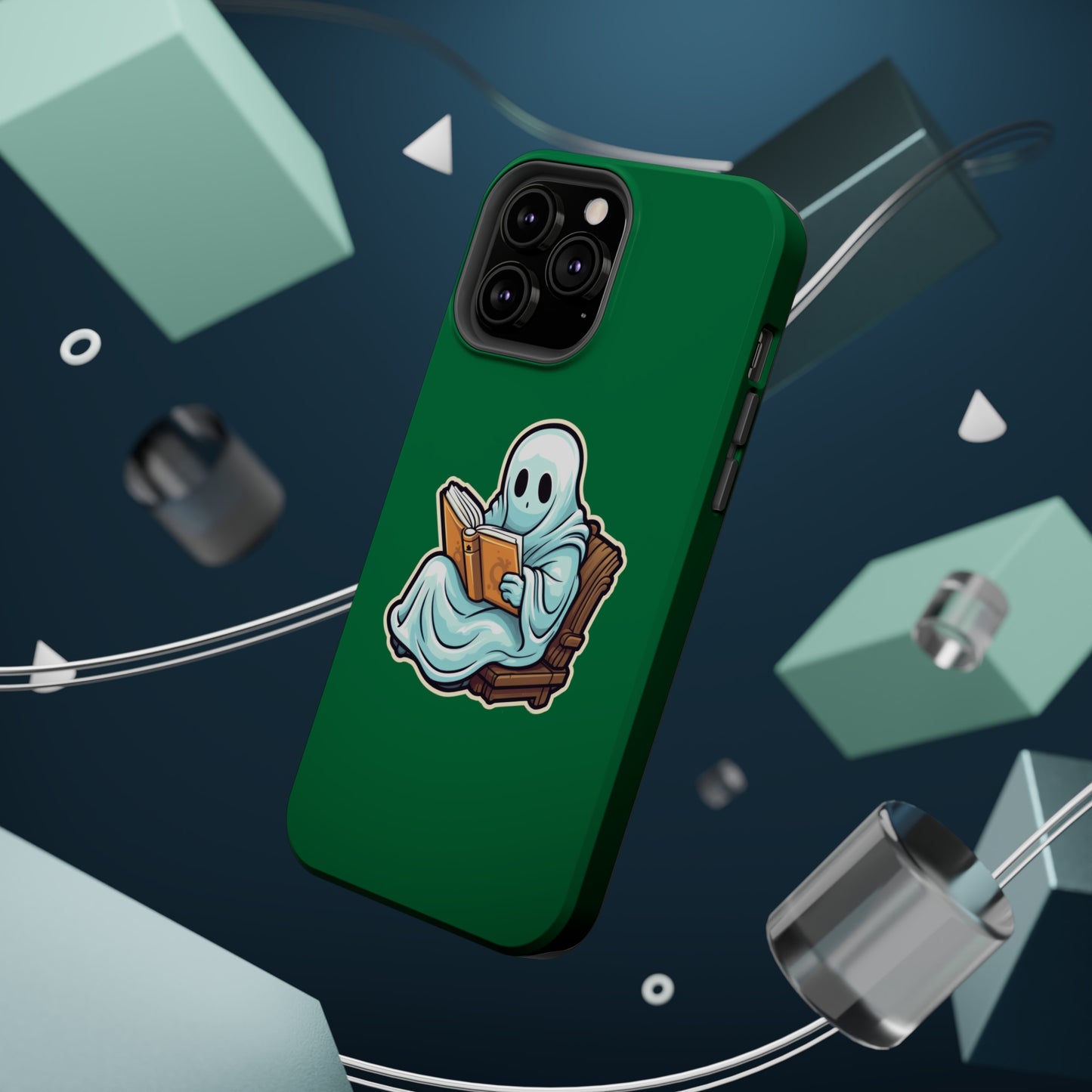 Ghost Reading Books iPhone Case, Halloween Teacher Gift, Librarian, Ghost, Halloween MagSafe Tough iPhone Case