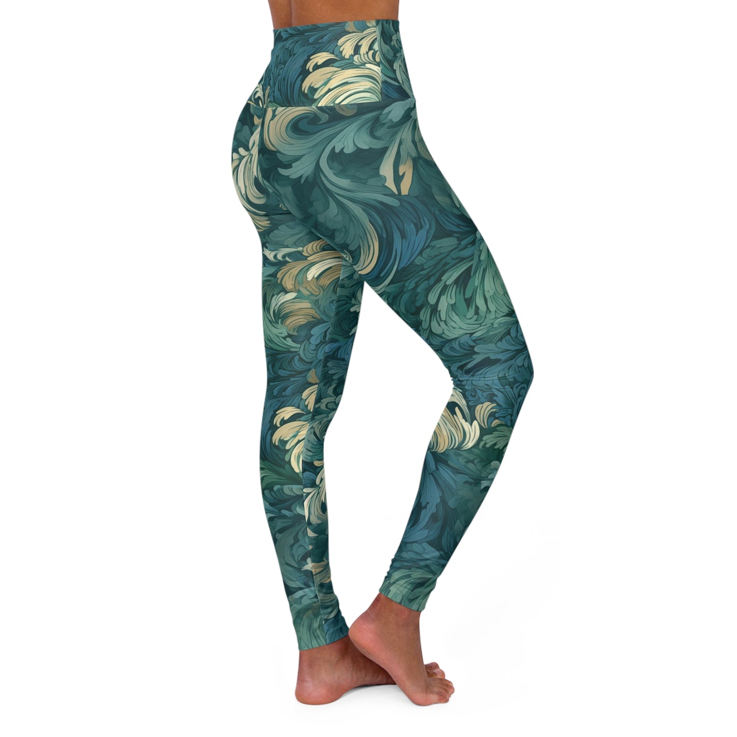 High Waisted Leggings - Theodoric Phalakasana Brocade