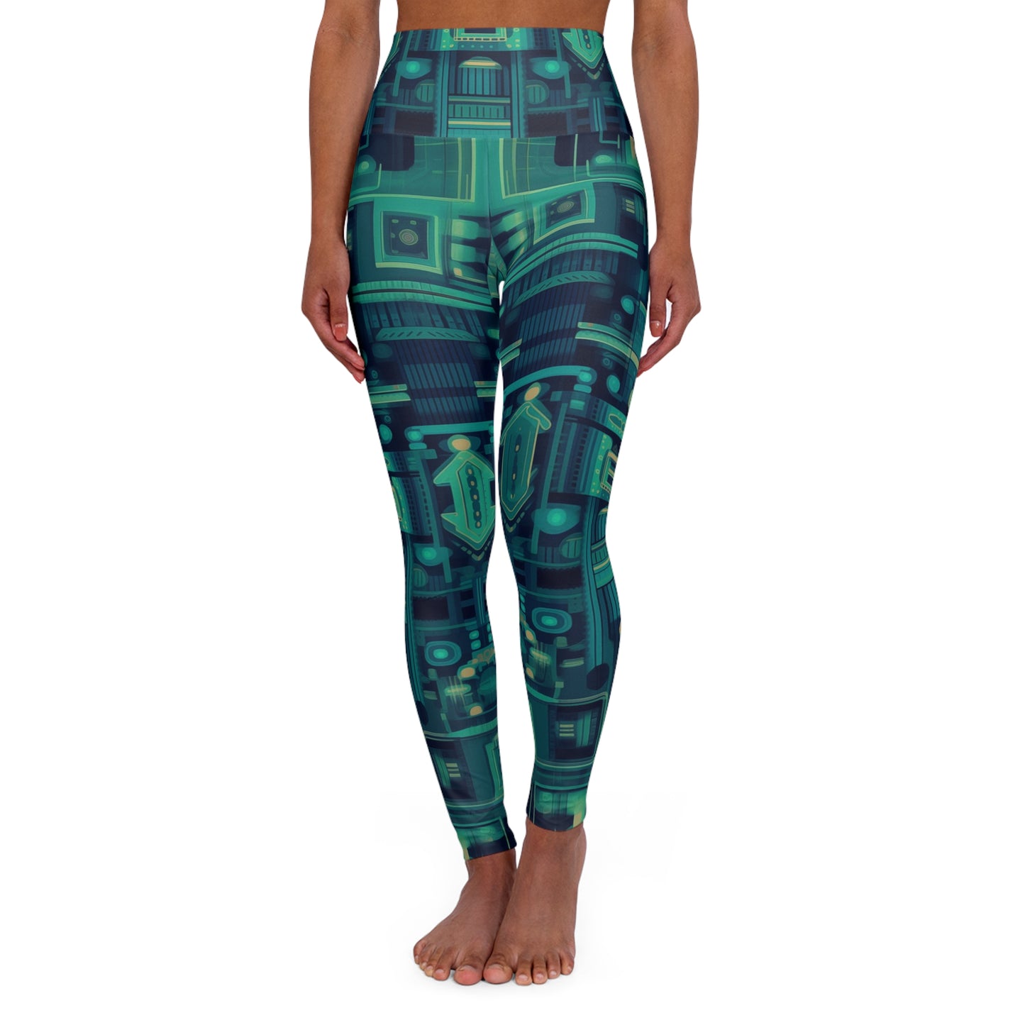 High Waisted Leggings - Annora Phalakasana Space Invader