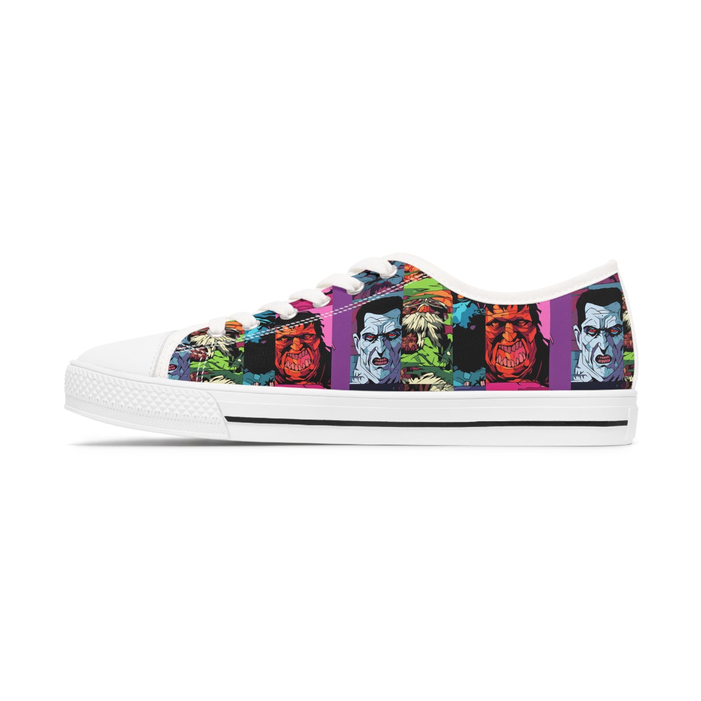 Women's Low Top Sneakers - Spooky Monsters Anime Beta