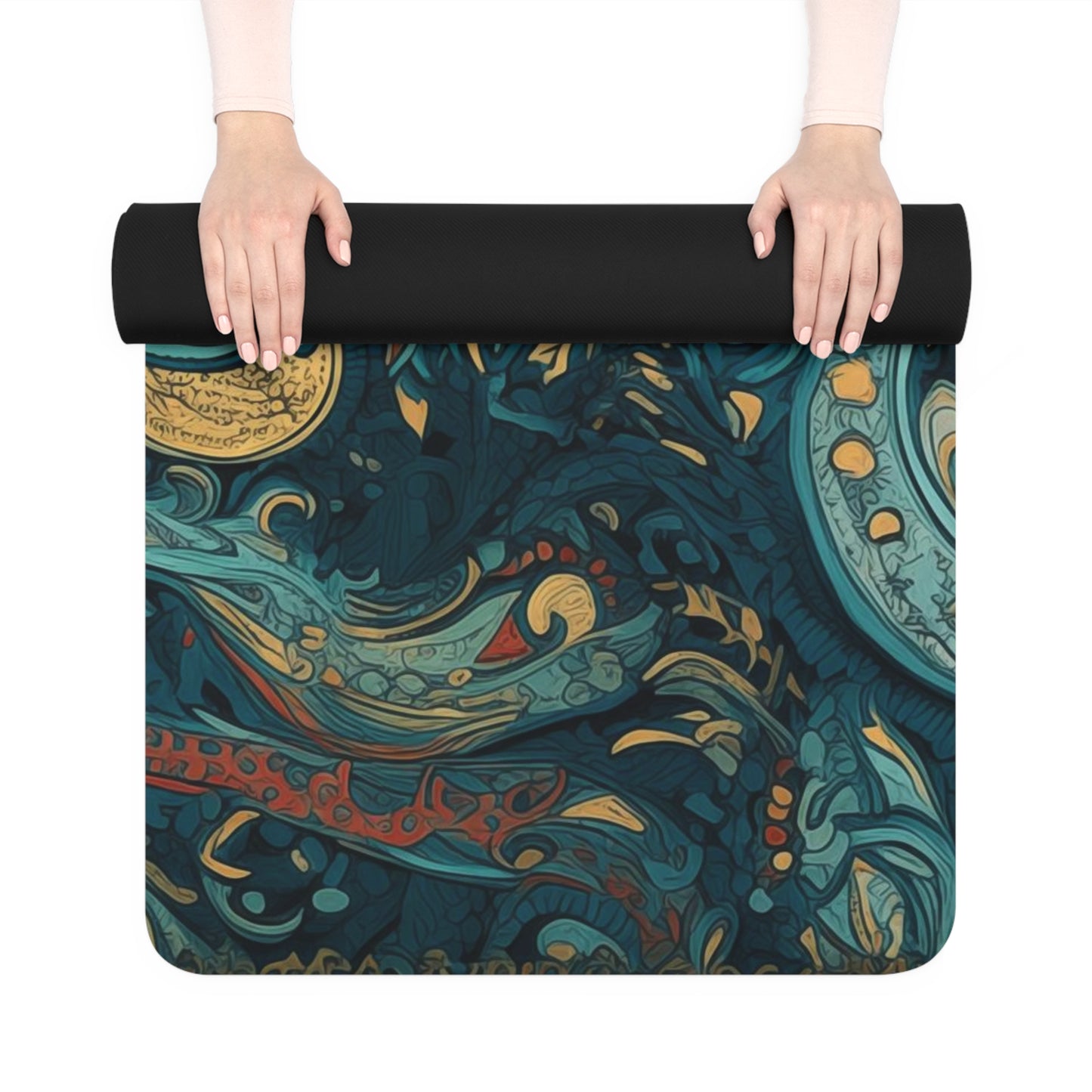 Rubber Yoga Mat- Martine Trikonasana Paisley