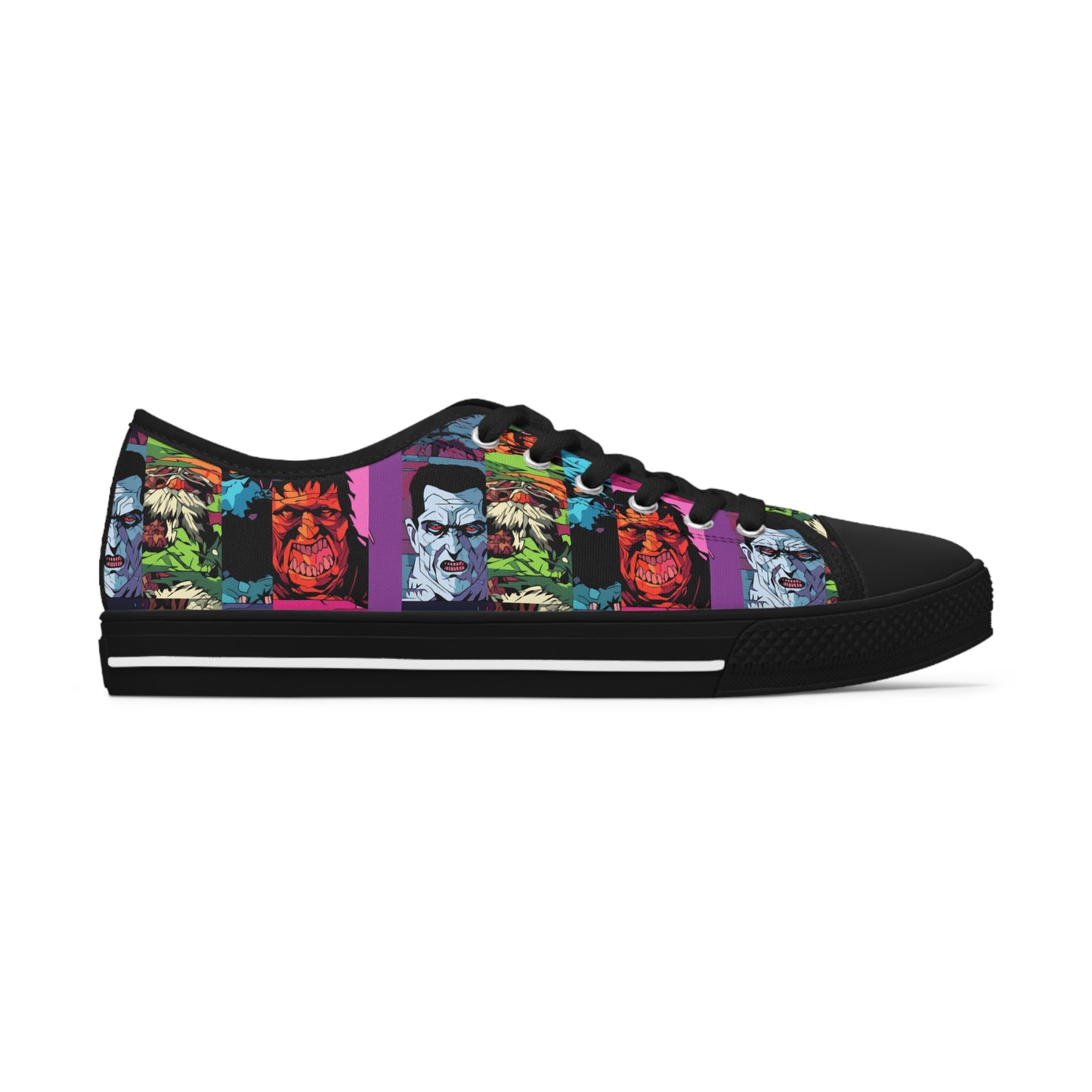 Women's Low Top Sneakers - Spooky Monsters Anime Beta