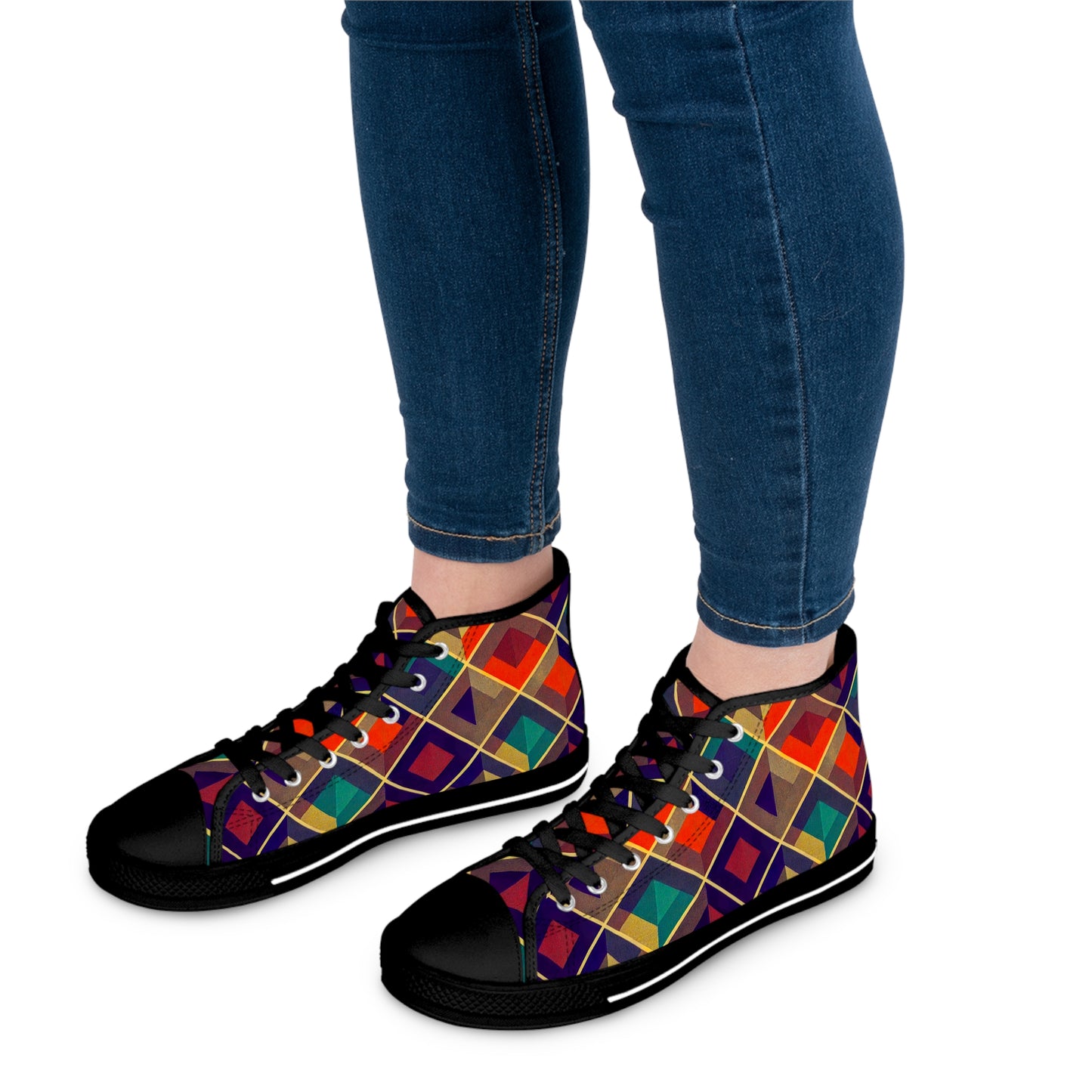 Women's High Top Sneakers - Herringbone Kaleidoscope