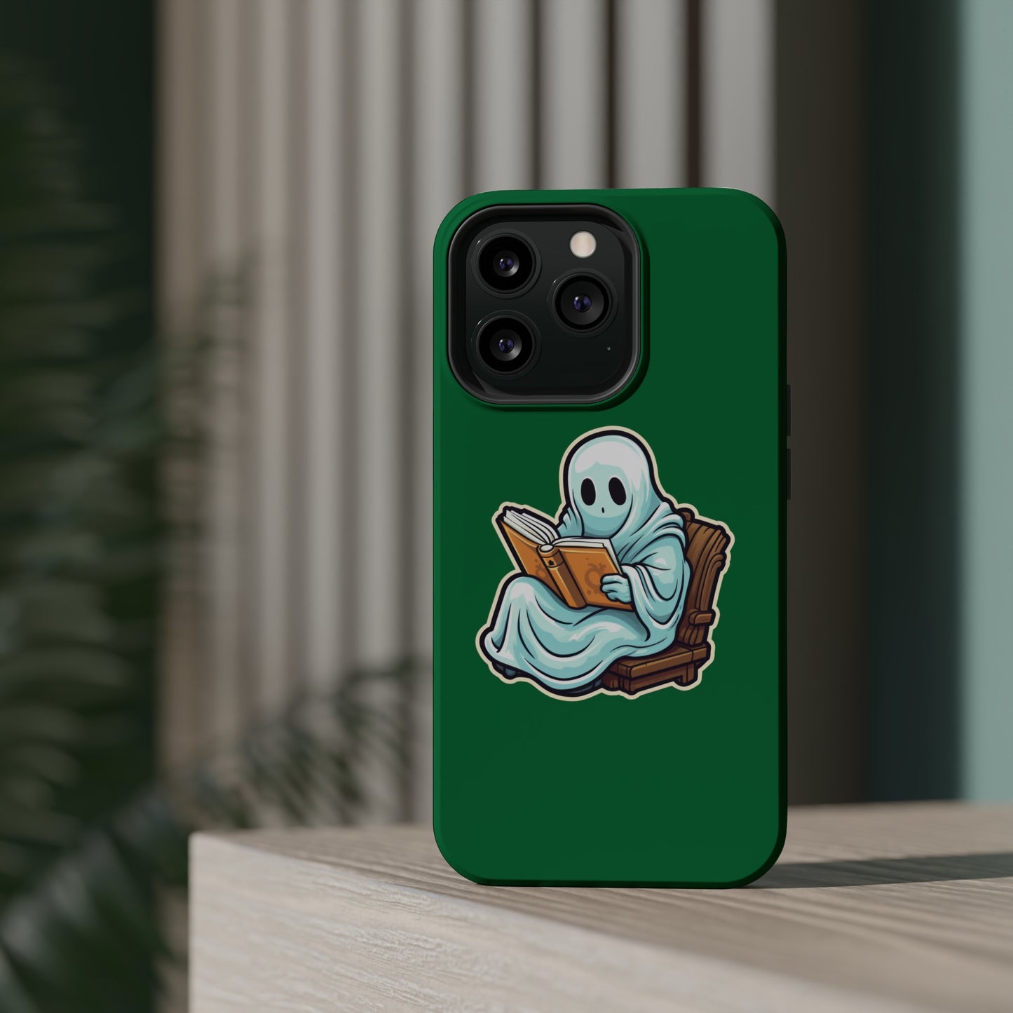Ghost Reading Books iPhone Case, Halloween Teacher Gift, Librarian, Ghost, Halloween MagSafe Tough iPhone Case