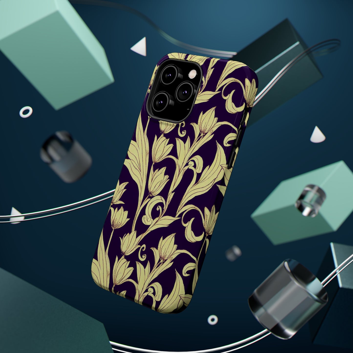 MagSafe Tough iPhone Case - Baroque Blossom Damask