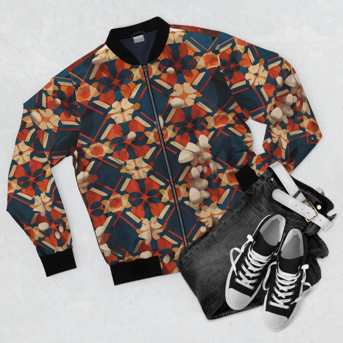 Men's Bomber Jacket - Storm Trooper Norman Rockwell Christmas Card.png