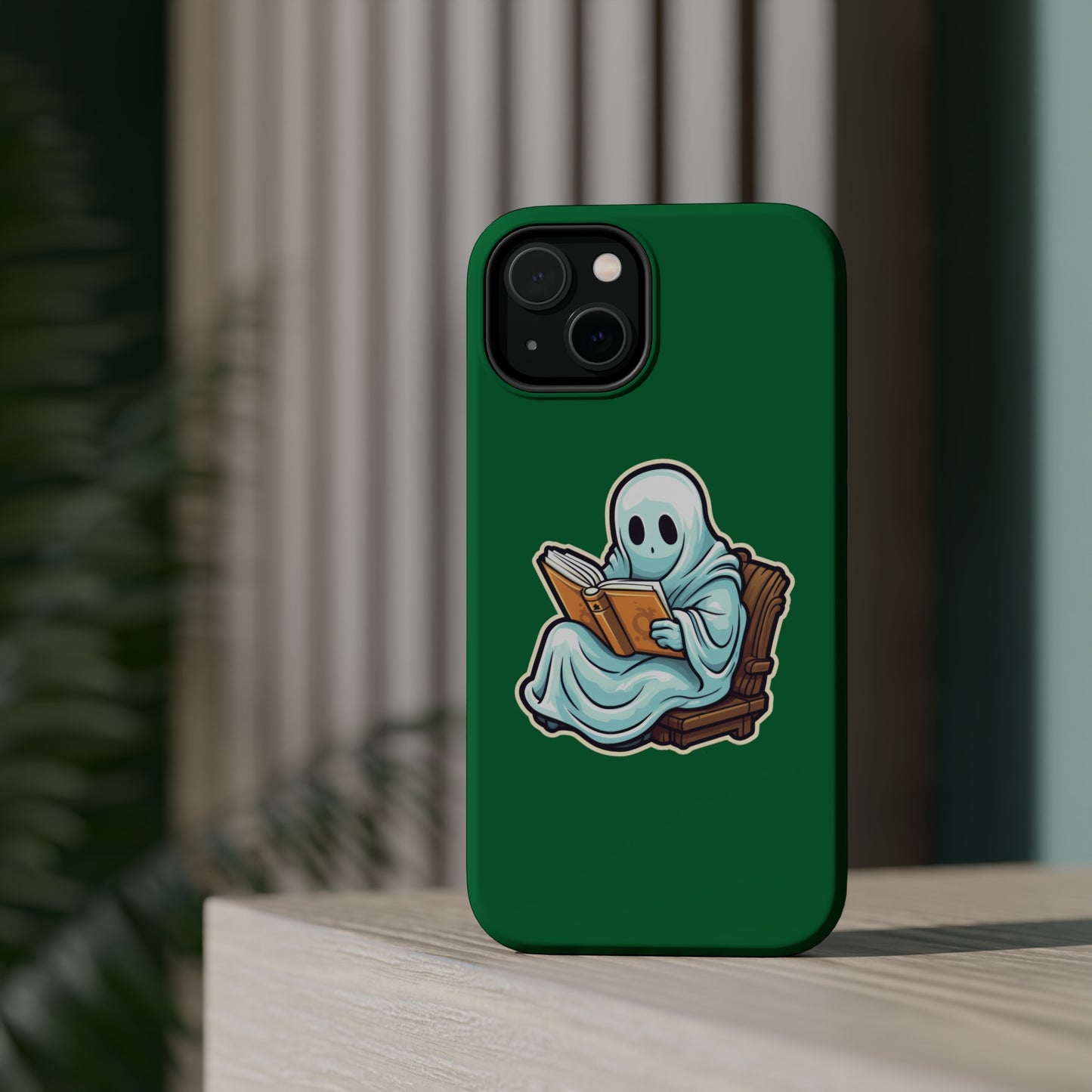 Ghost Reading Books iPhone Case, Halloween Teacher Gift, Librarian, Ghost, Halloween MagSafe Tough iPhone Case