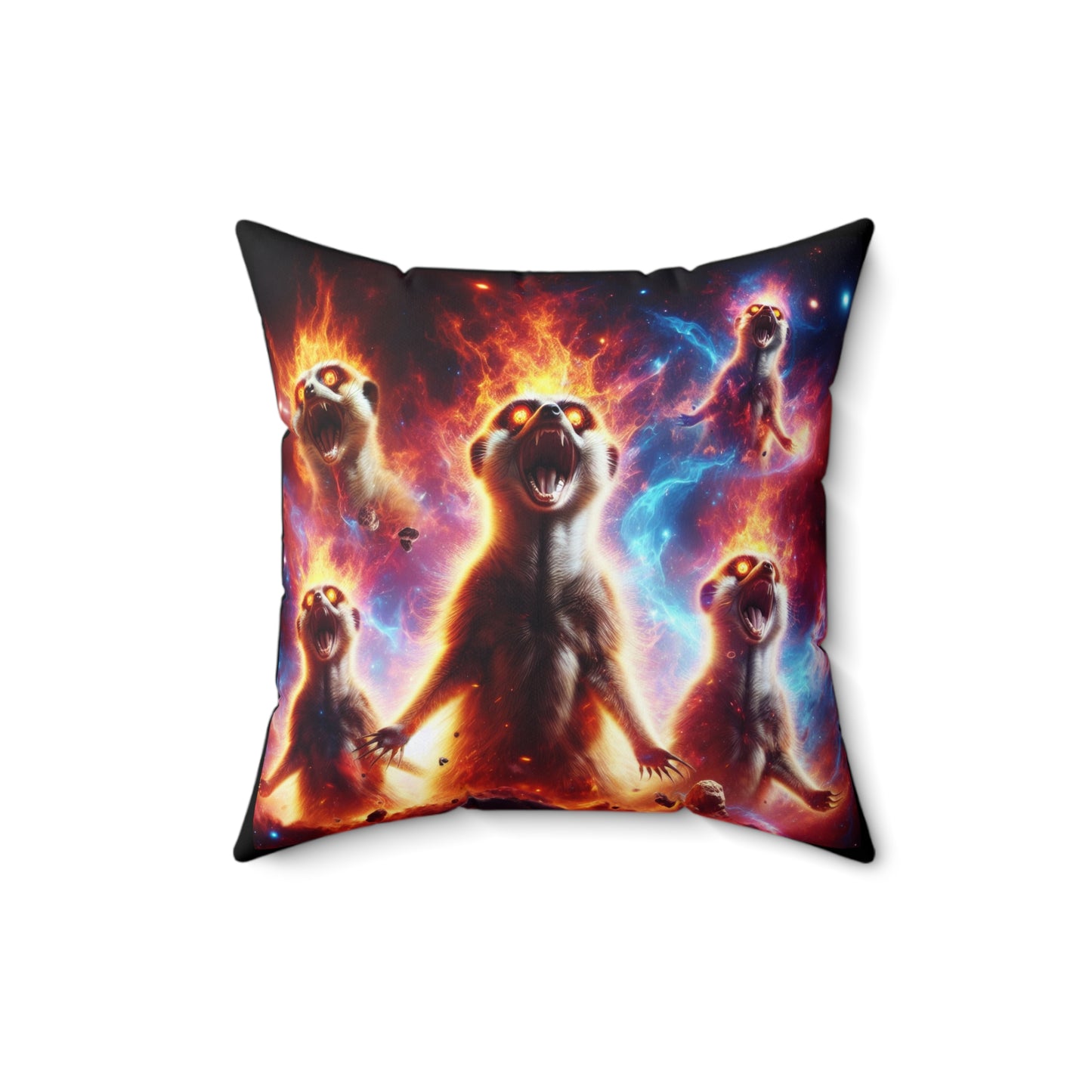 Spun Polyester Square Pillow - Meerkat Cosmic Level