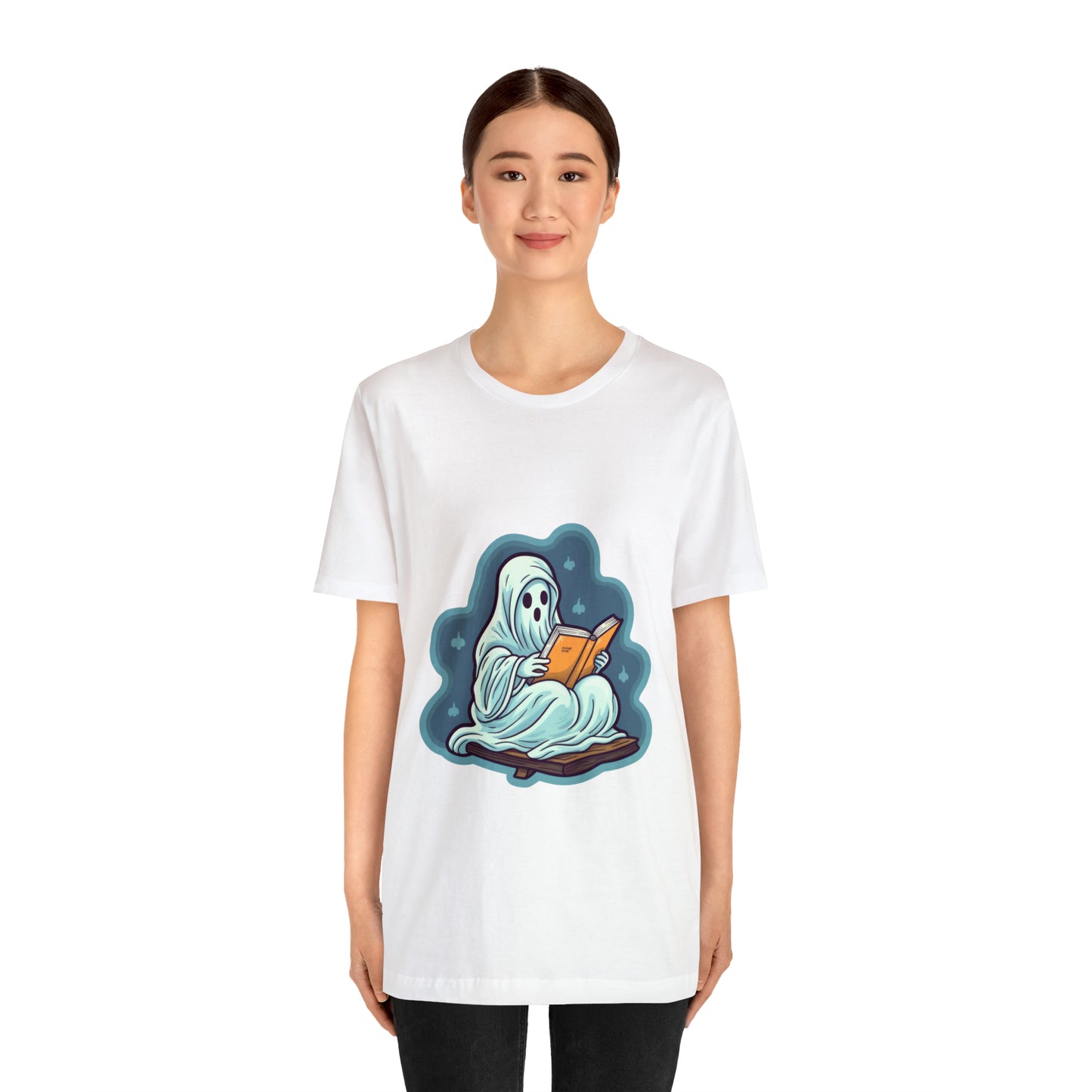 Bookish Ghost Tee, Halloween Literary Tee, Teacher's Halloween Present, Librarian Themed Tee, Spooky Ghost Tee