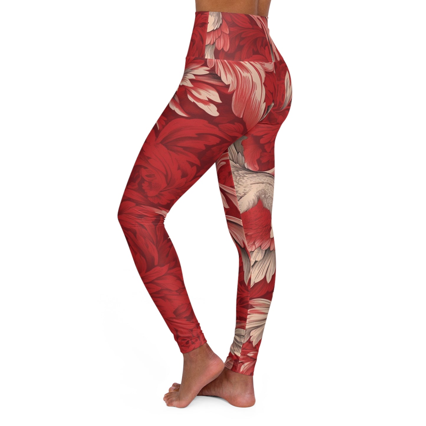 High Waisted Leggings - Impressionist Tulip.