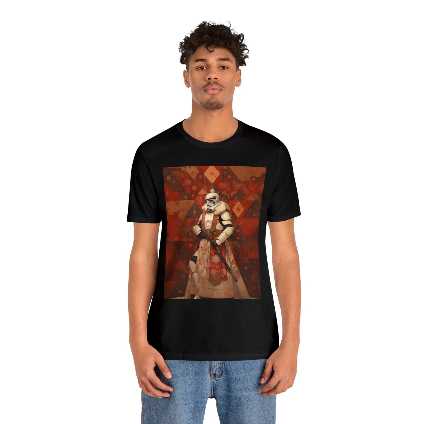 Unisex Jersey Short Sleeve Tee - Storm Trooper Norman Rockwell Christmas Card.png
