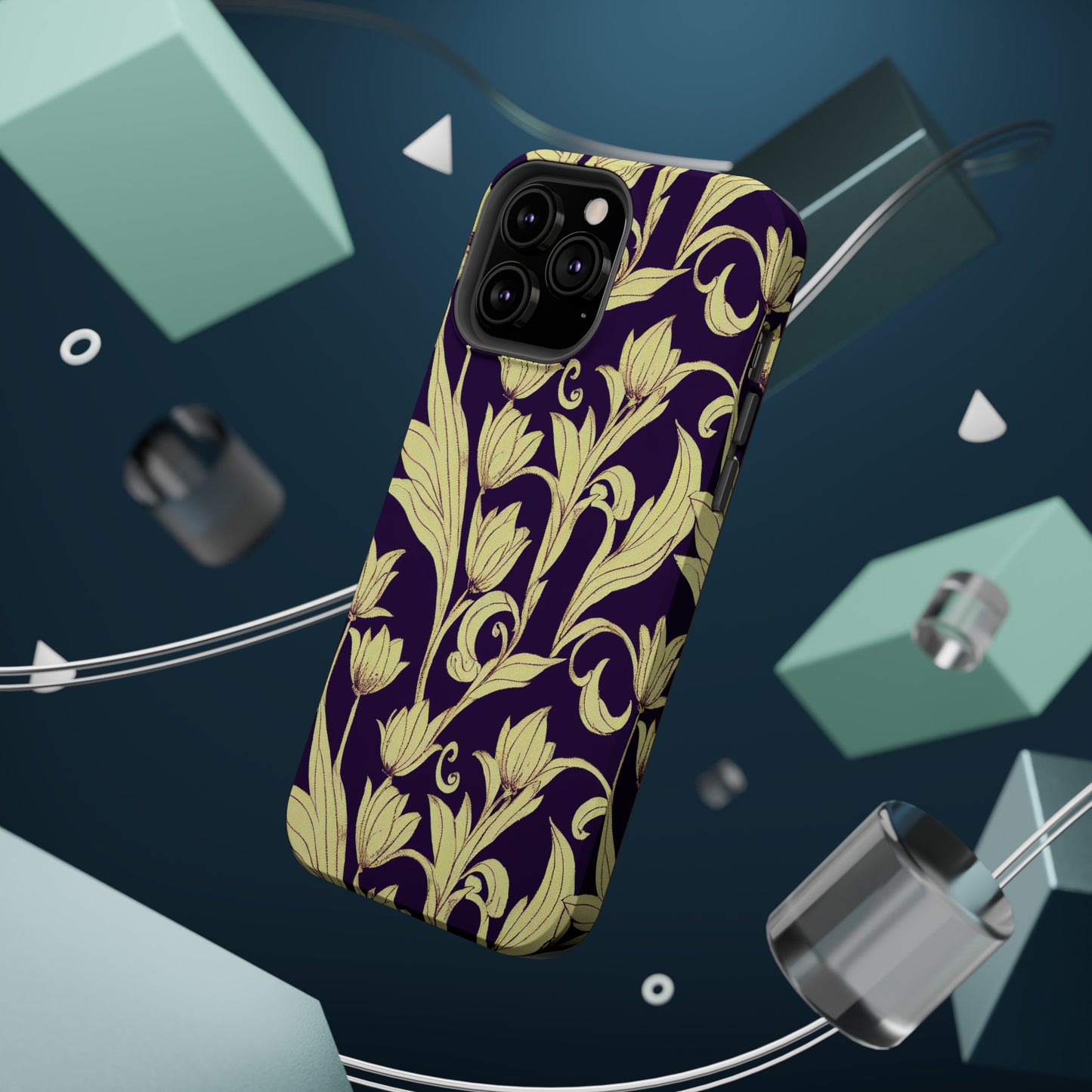 MagSafe Tough iPhone Case - Baroque Blossom Damask