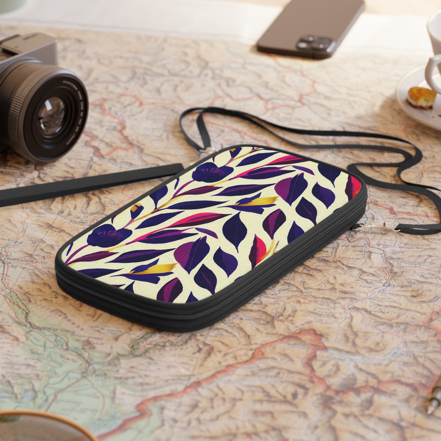 Passport Wallet - Violet Flourish Damask