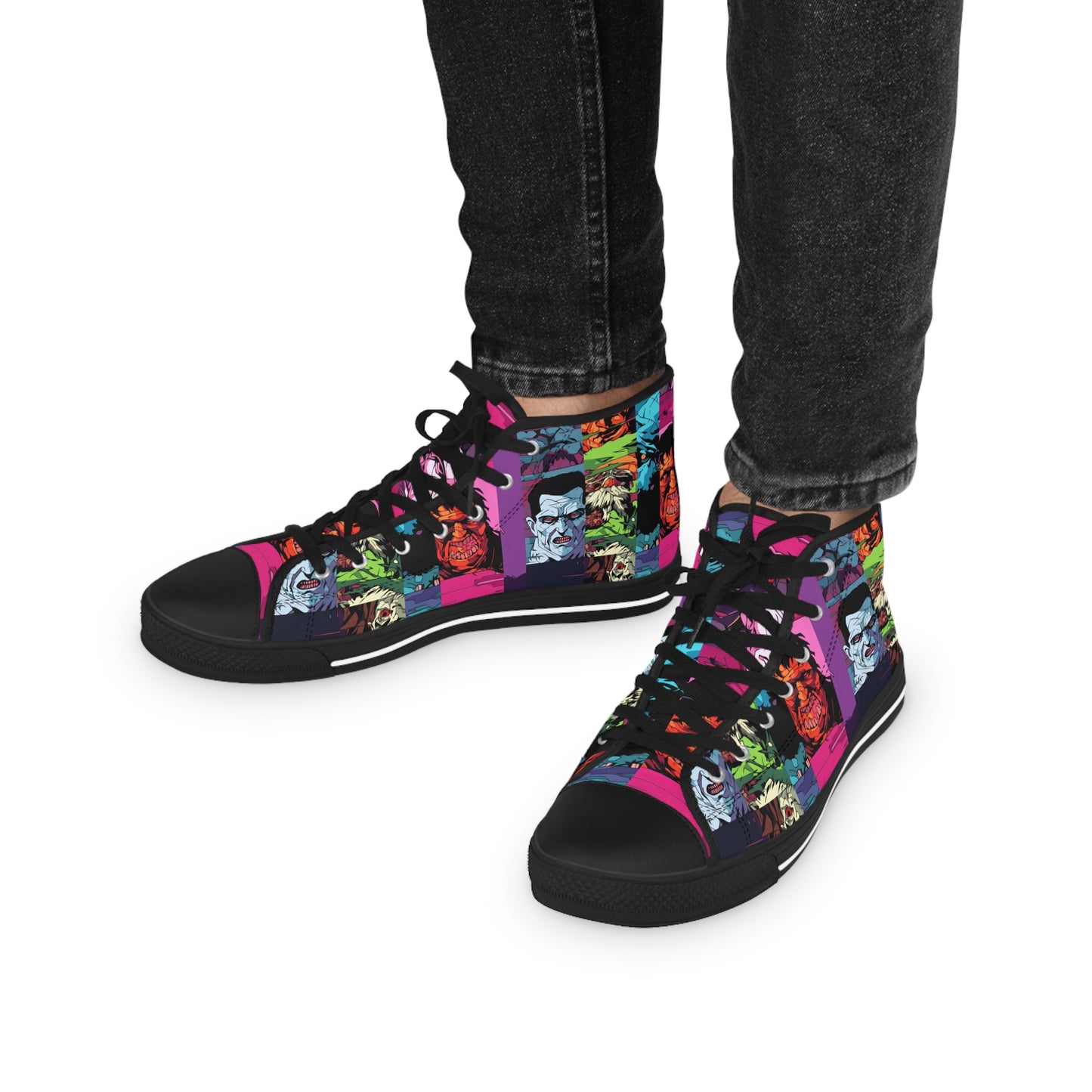Men's High Top Sneakers - Spooky Monsters Anime Beta