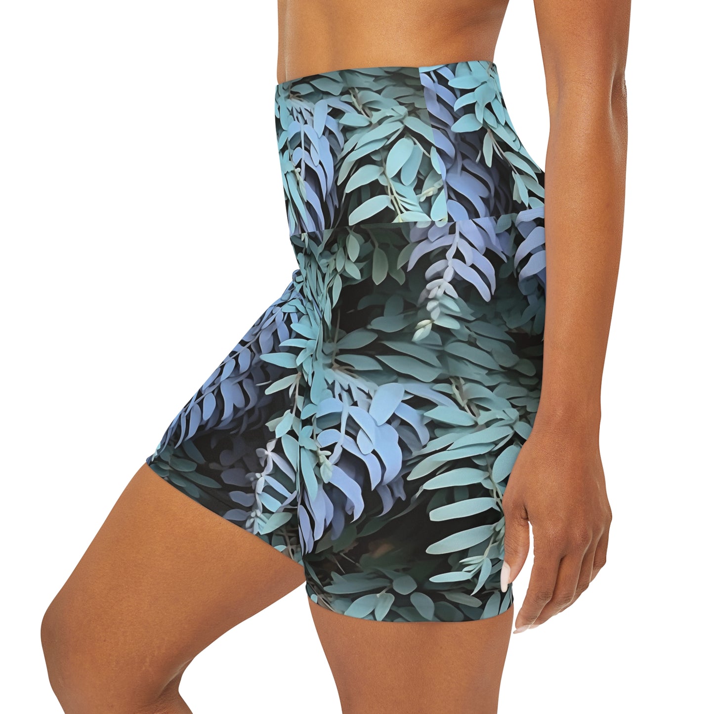 High Waisted Yoga Shorts - Purple Sage, Purple Sage