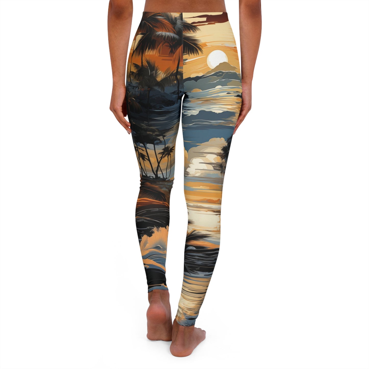 Women's Spandex Leggings - Bjrn Padmasana Palm Trees