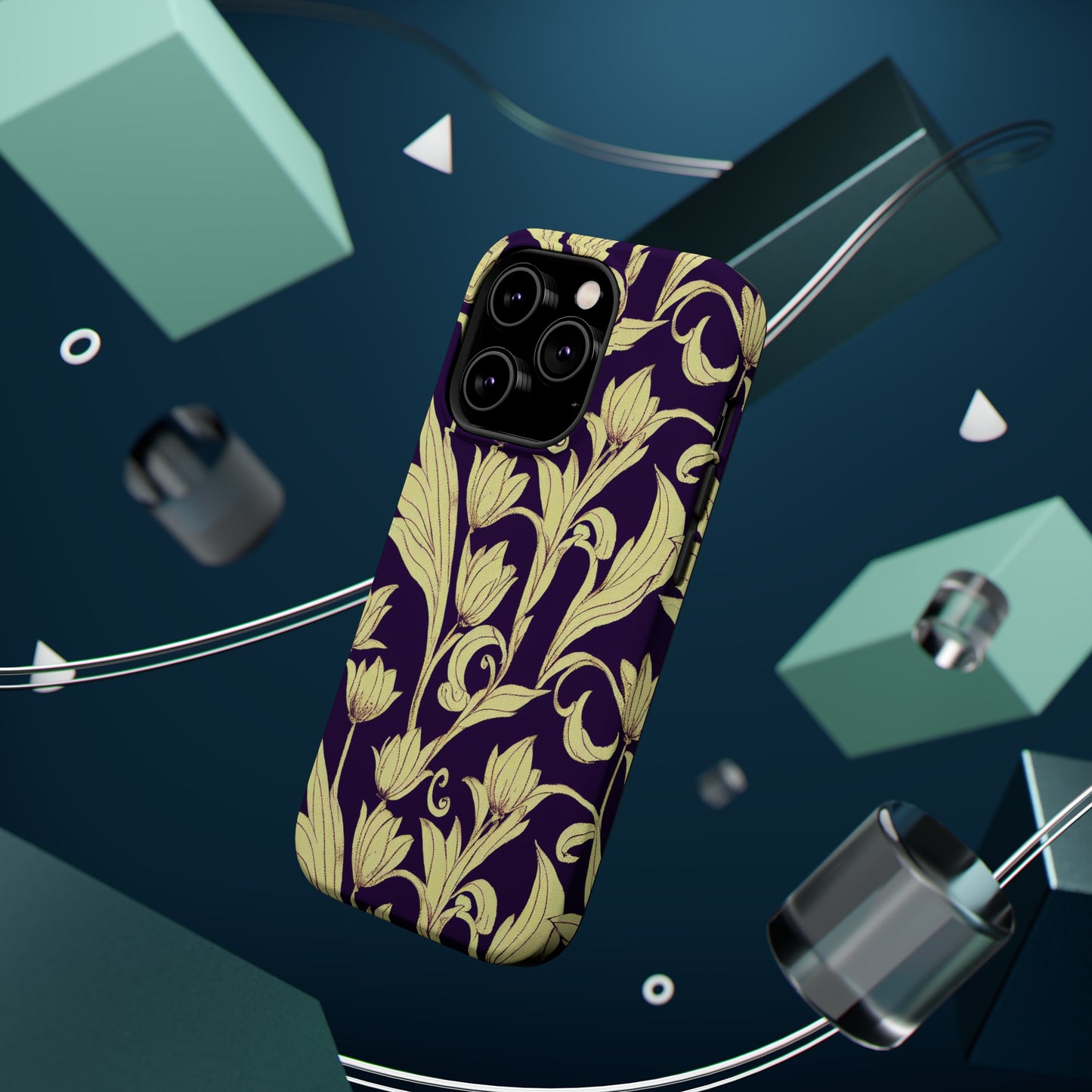 MagSafe Tough iPhone Case - Baroque Blossom Damask