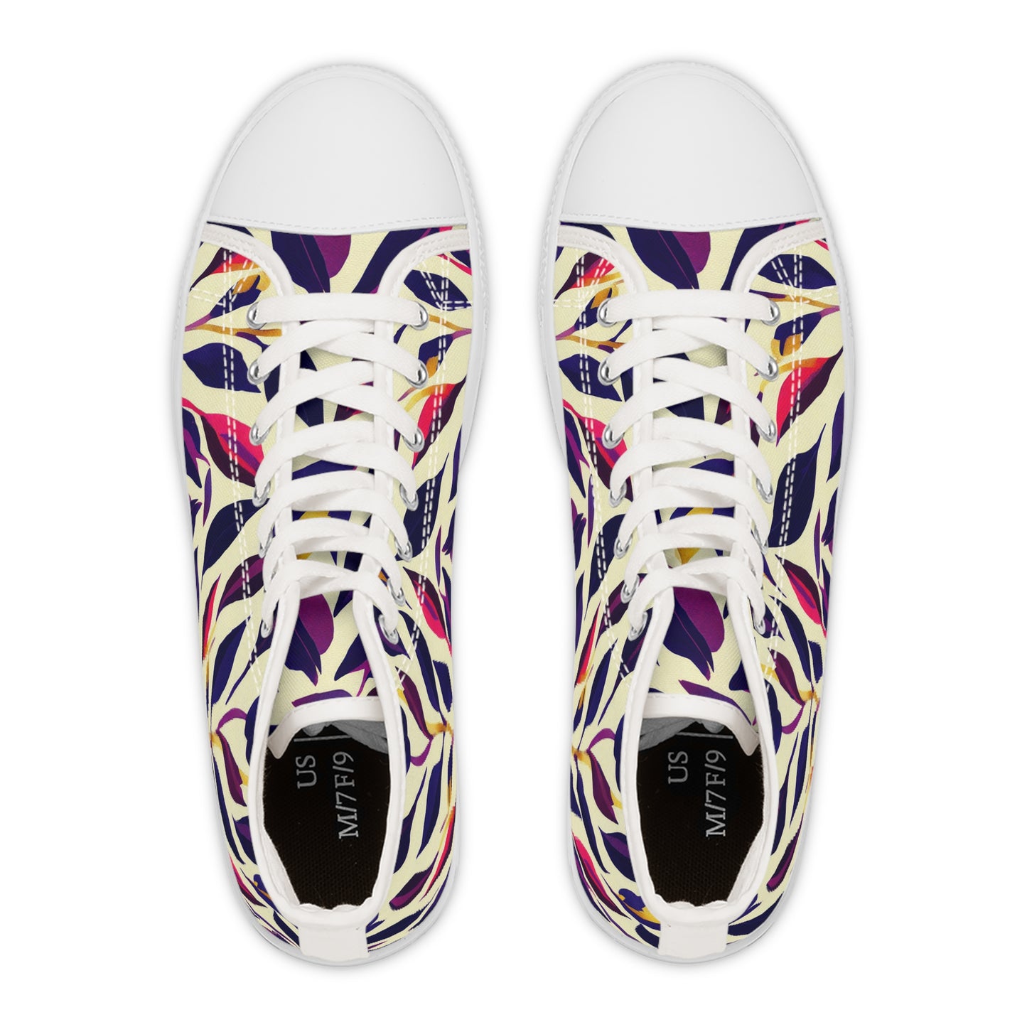 Women's High Top Sneakers - Violet Flourish Damask