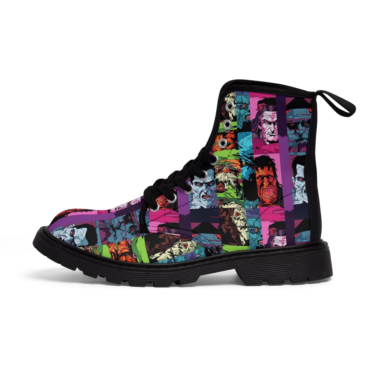 Women's Canvas Boots - Spooky Monsters Anime Beta
