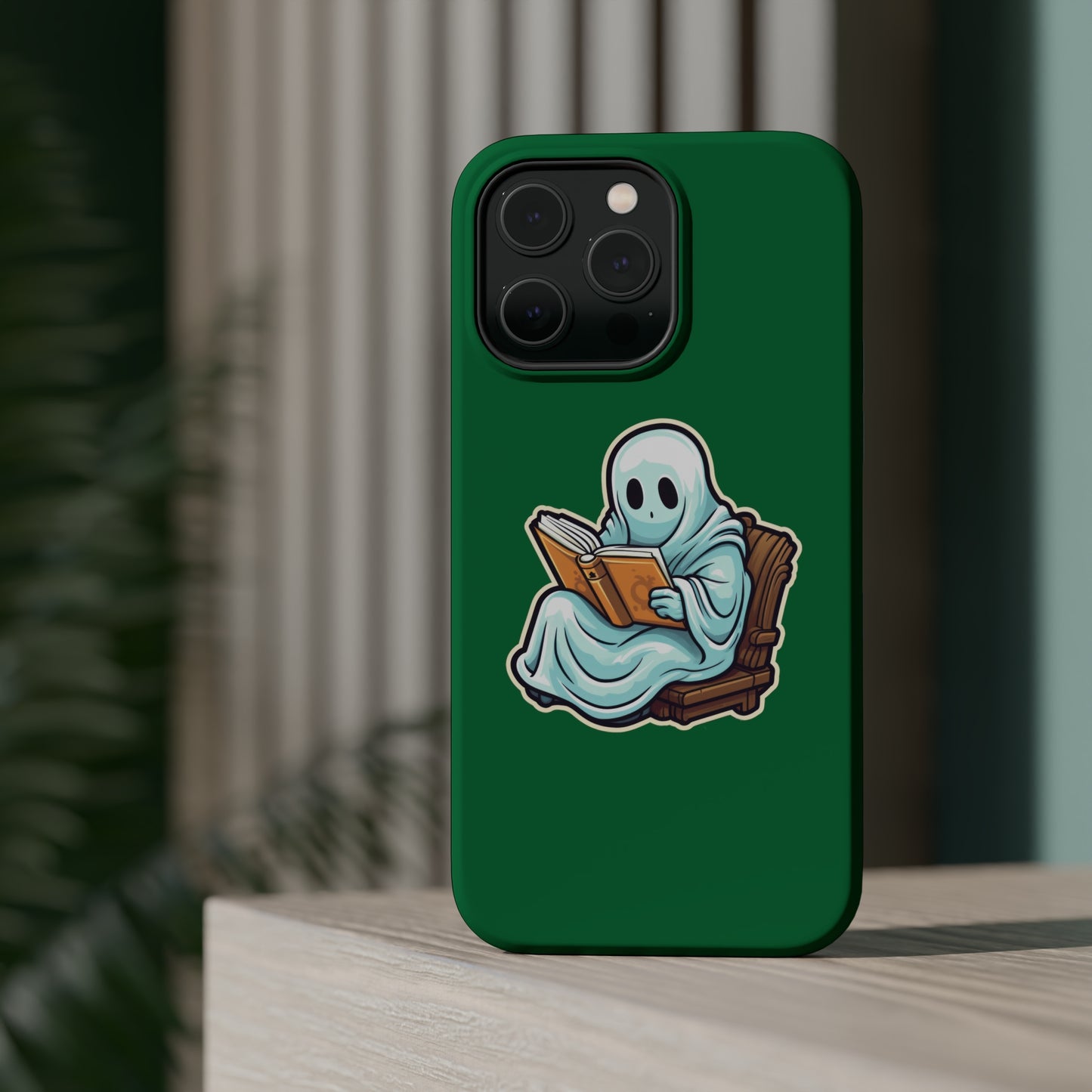 Ghost Reading Books iPhone Case, Halloween Teacher Gift, Librarian, Ghost, Halloween MagSafe Tough iPhone Case