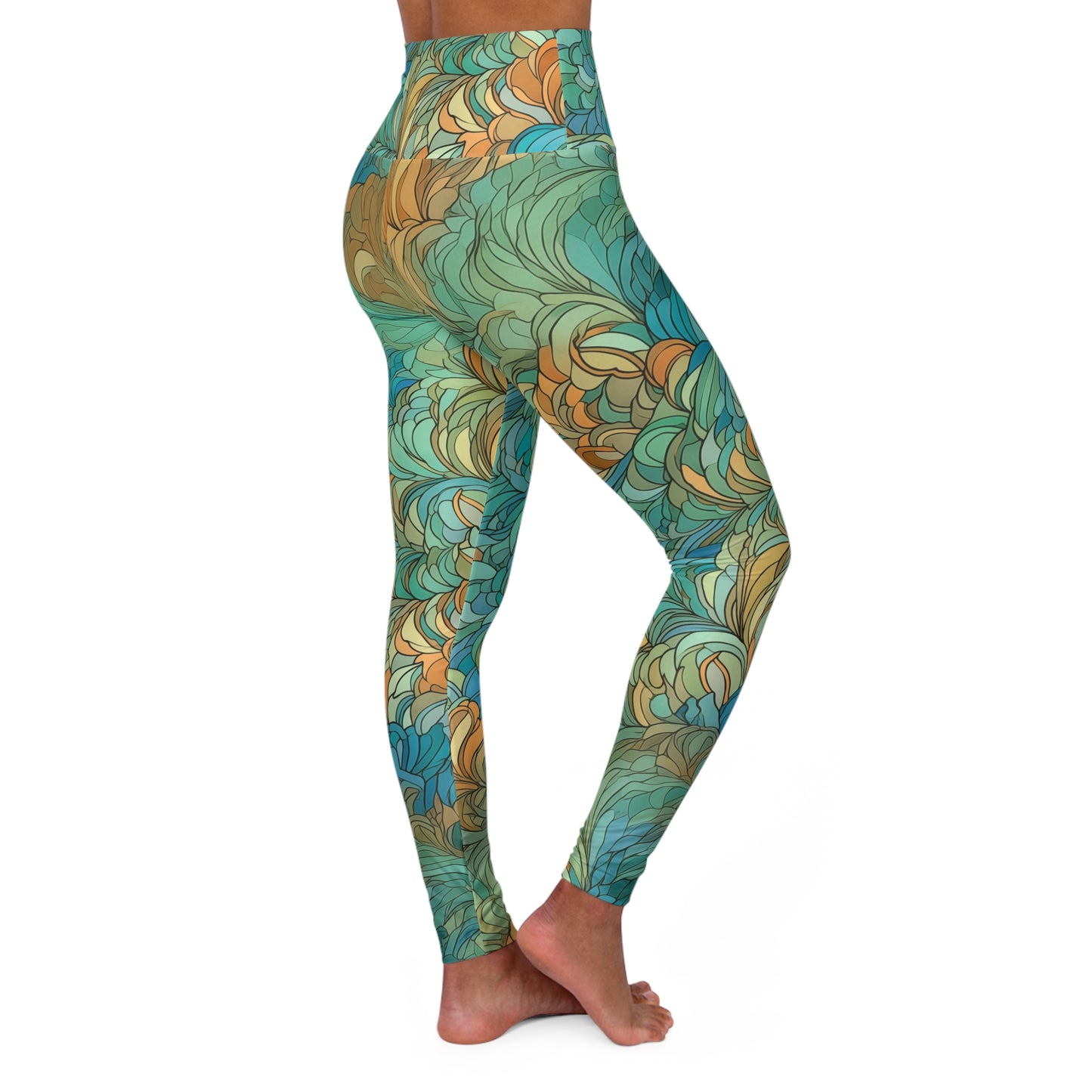 High Waisted Leggings - Lancaster Prague Fish Scale.png