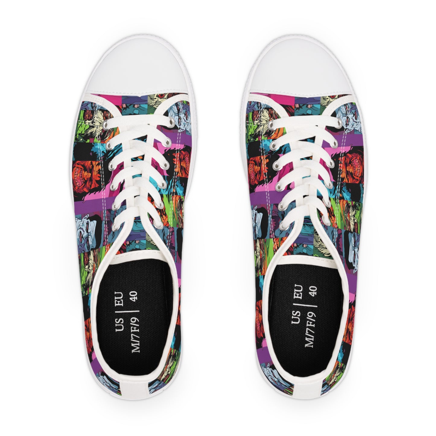Women's Low Top Sneakers - Spooky Monsters Anime Beta