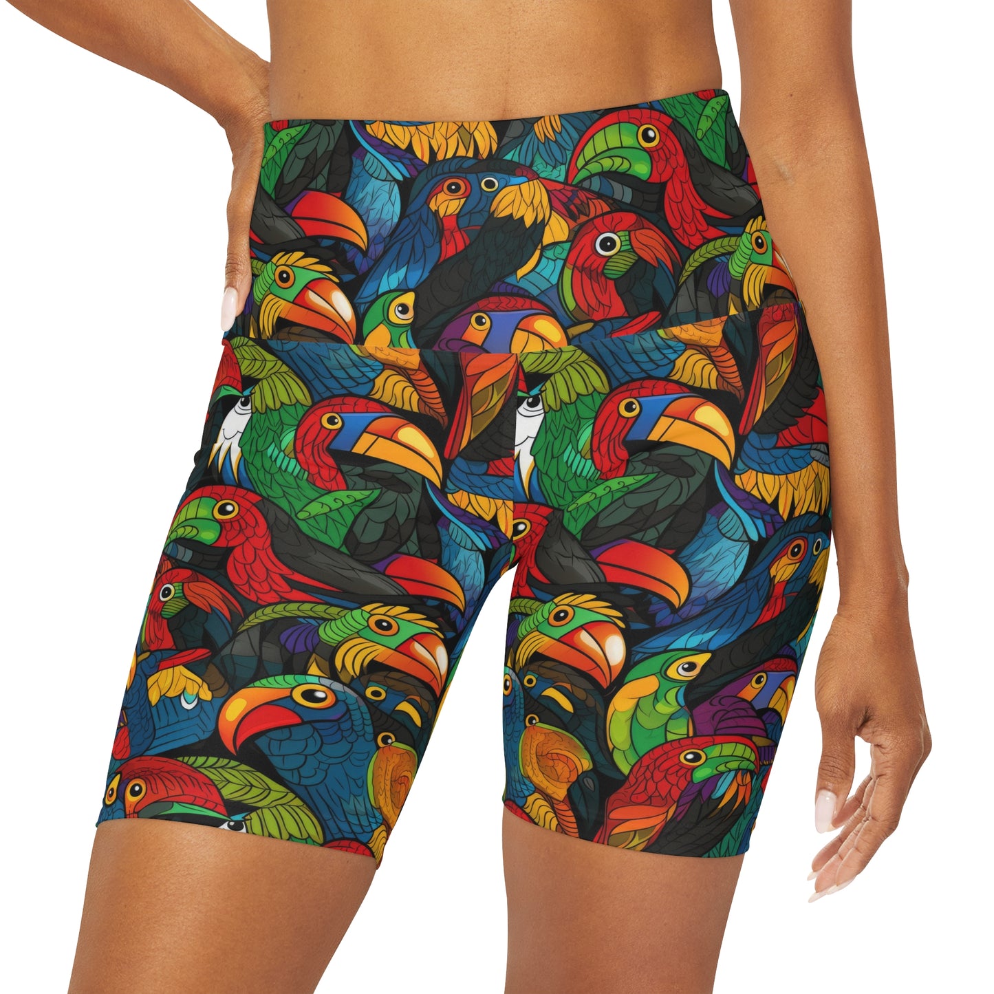 High Waisted Yoga Shorts - Toucan Clan