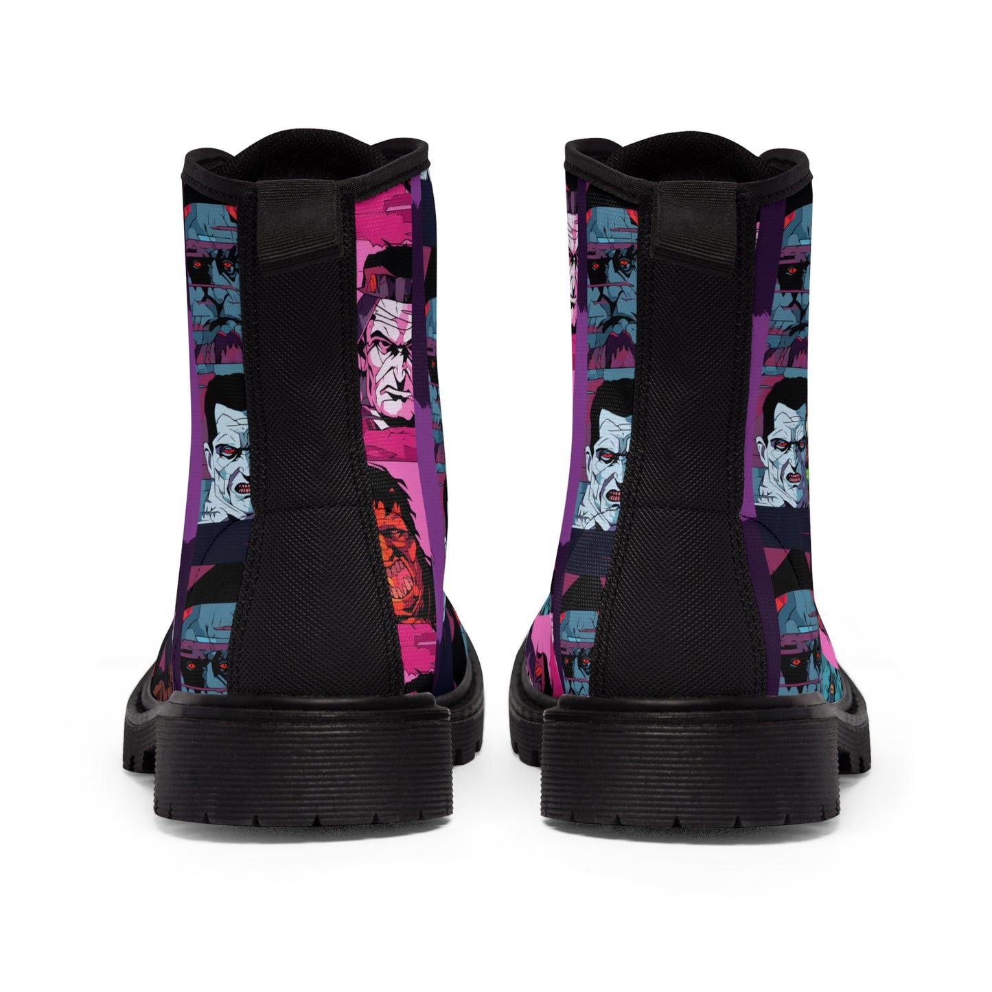 Men's Canvas Boots - Spooky Monsters Anime Beta