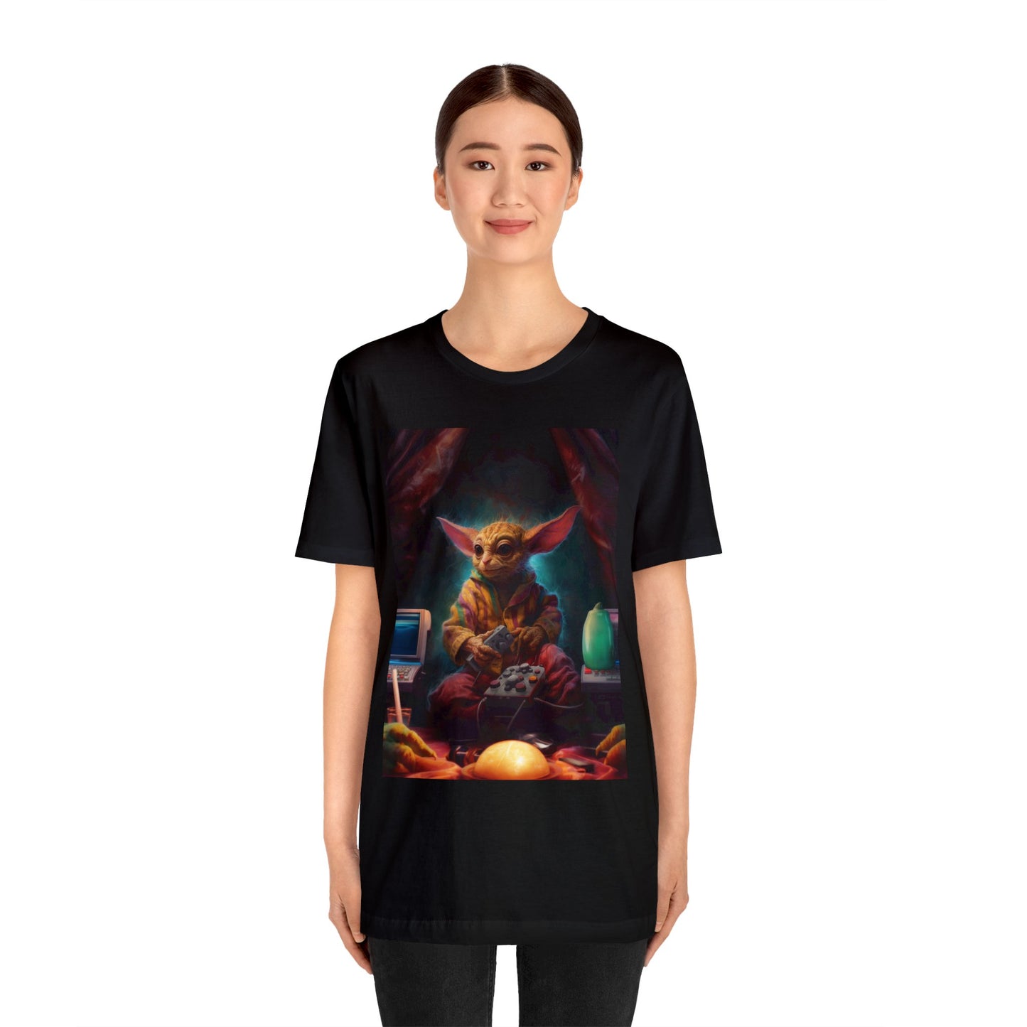 Unisex Jersey Short Sleeve Tee - Salacious CrumbPlaying Video Games with a Playstation controller