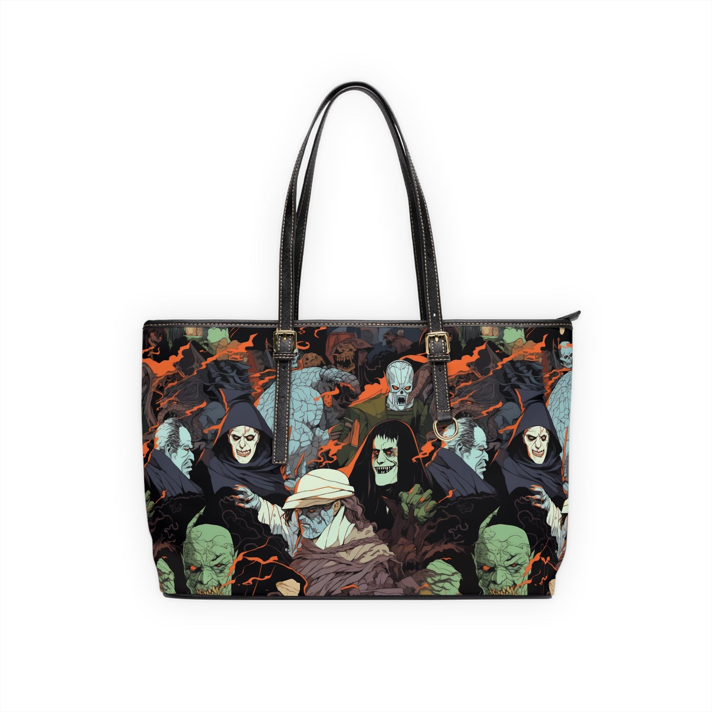 Leather Shoulder Bag - Spooky Monsters Anime Alpha