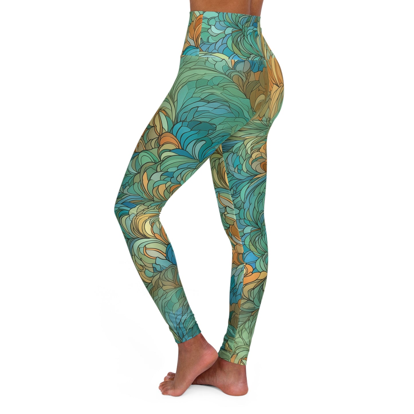 High Waisted Leggings - Lancaster Prague Fish Scale.png