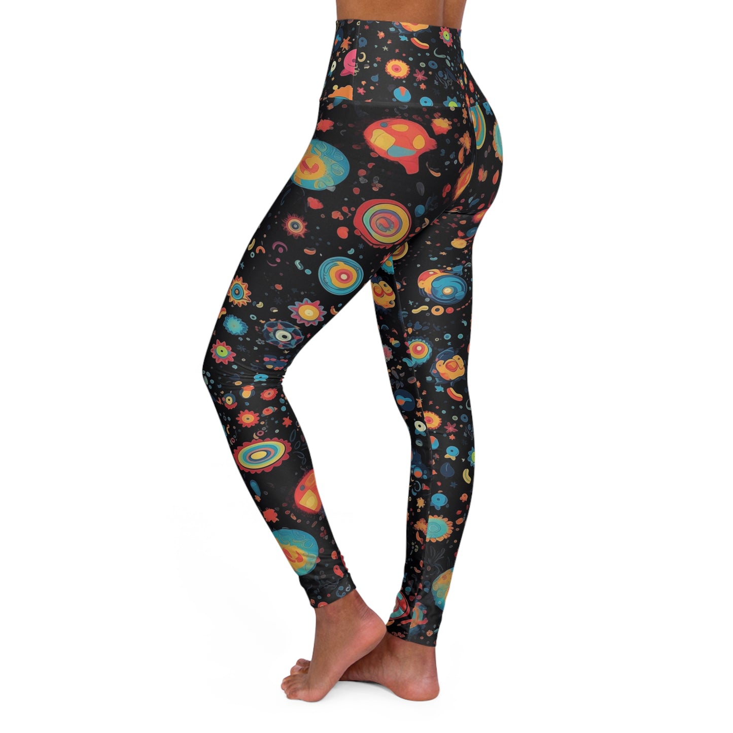 High Waisted Leggings - Peregrine Matsyasana 70s Sci Fi Nebula