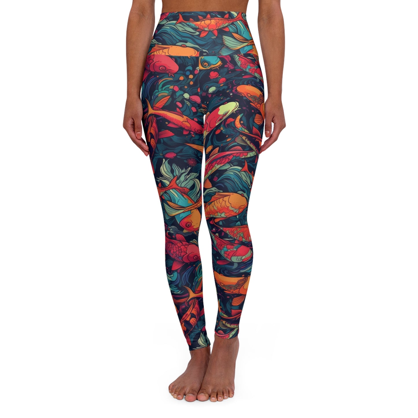 High Waisted Leggings - Koi Menagerie