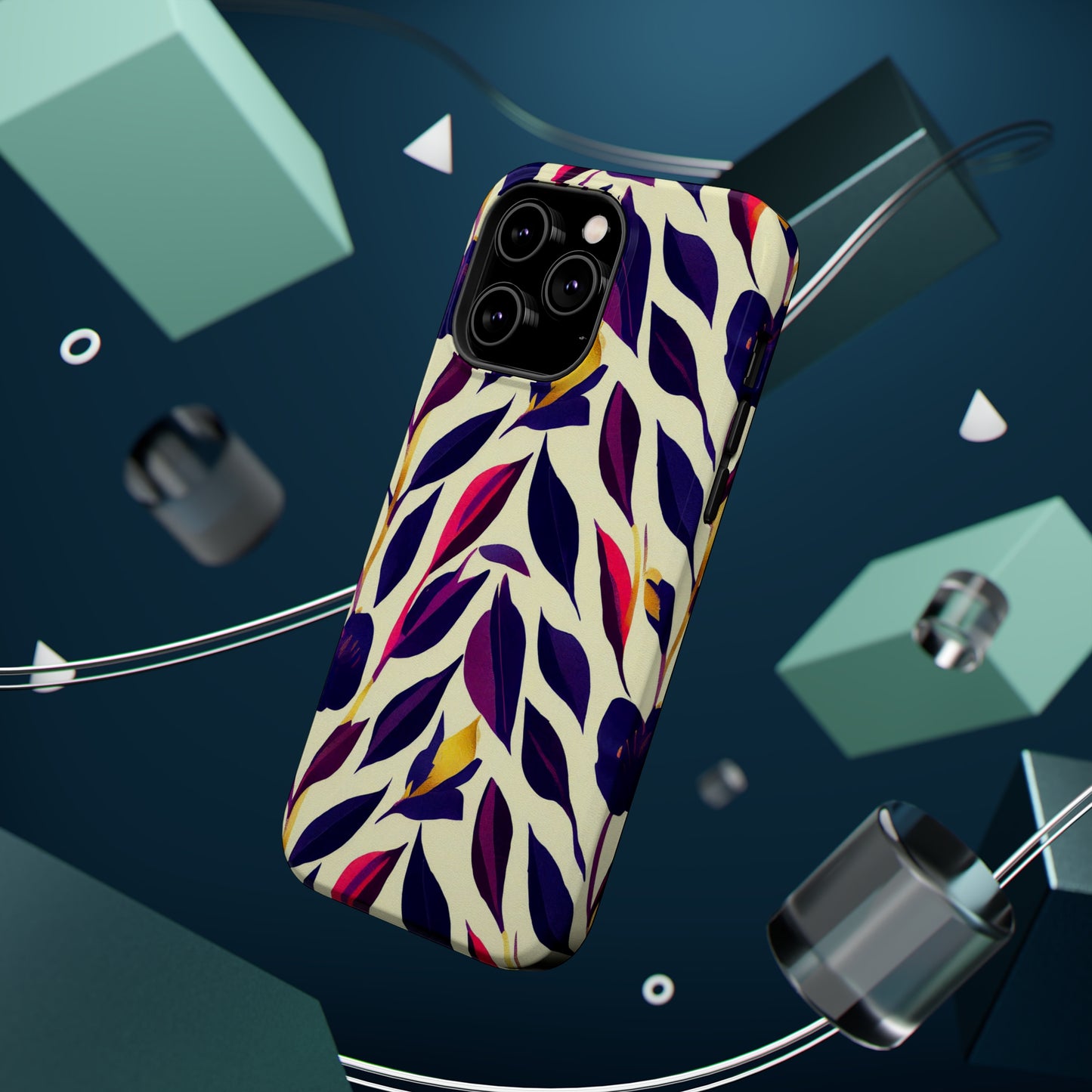 MagSafe Tough iPhone Case - Violet Flourish Damask