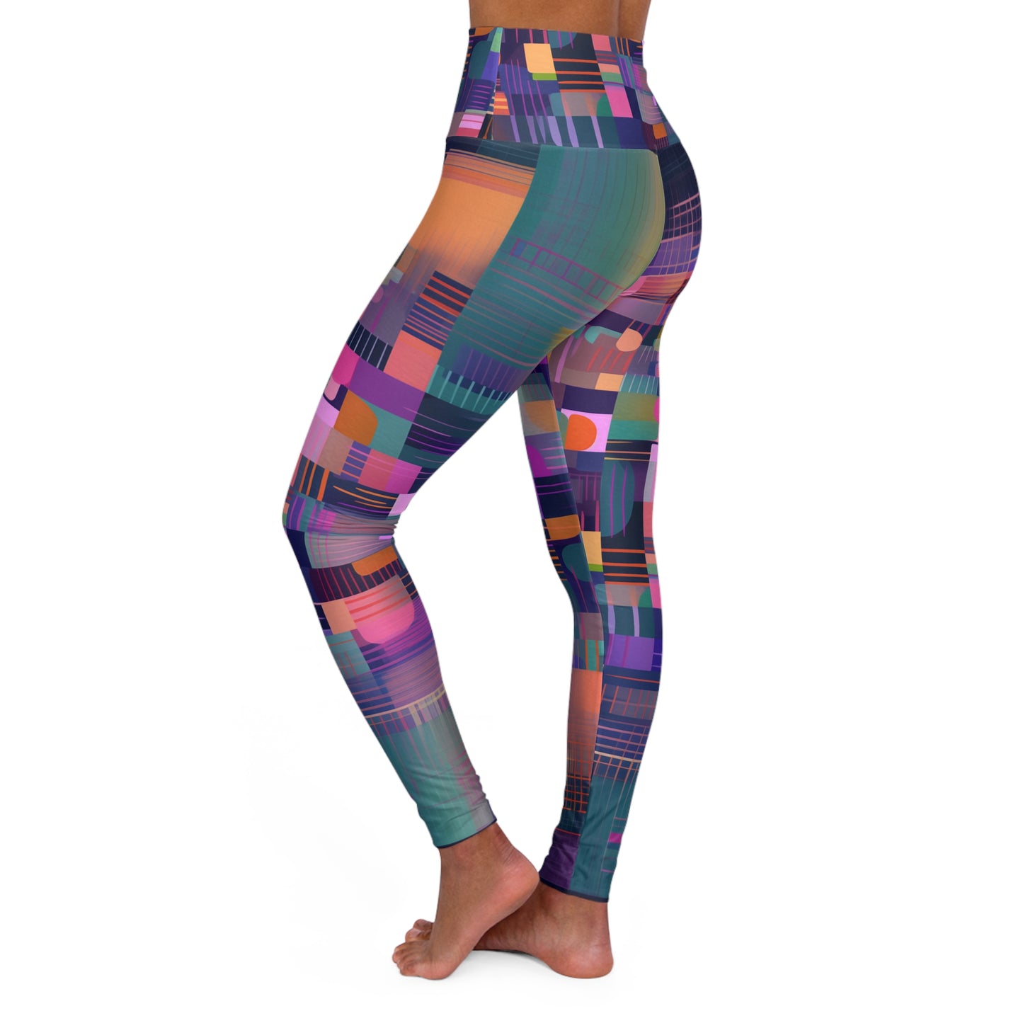 High Waisted Leggings - Ronsard Moscow Plaid