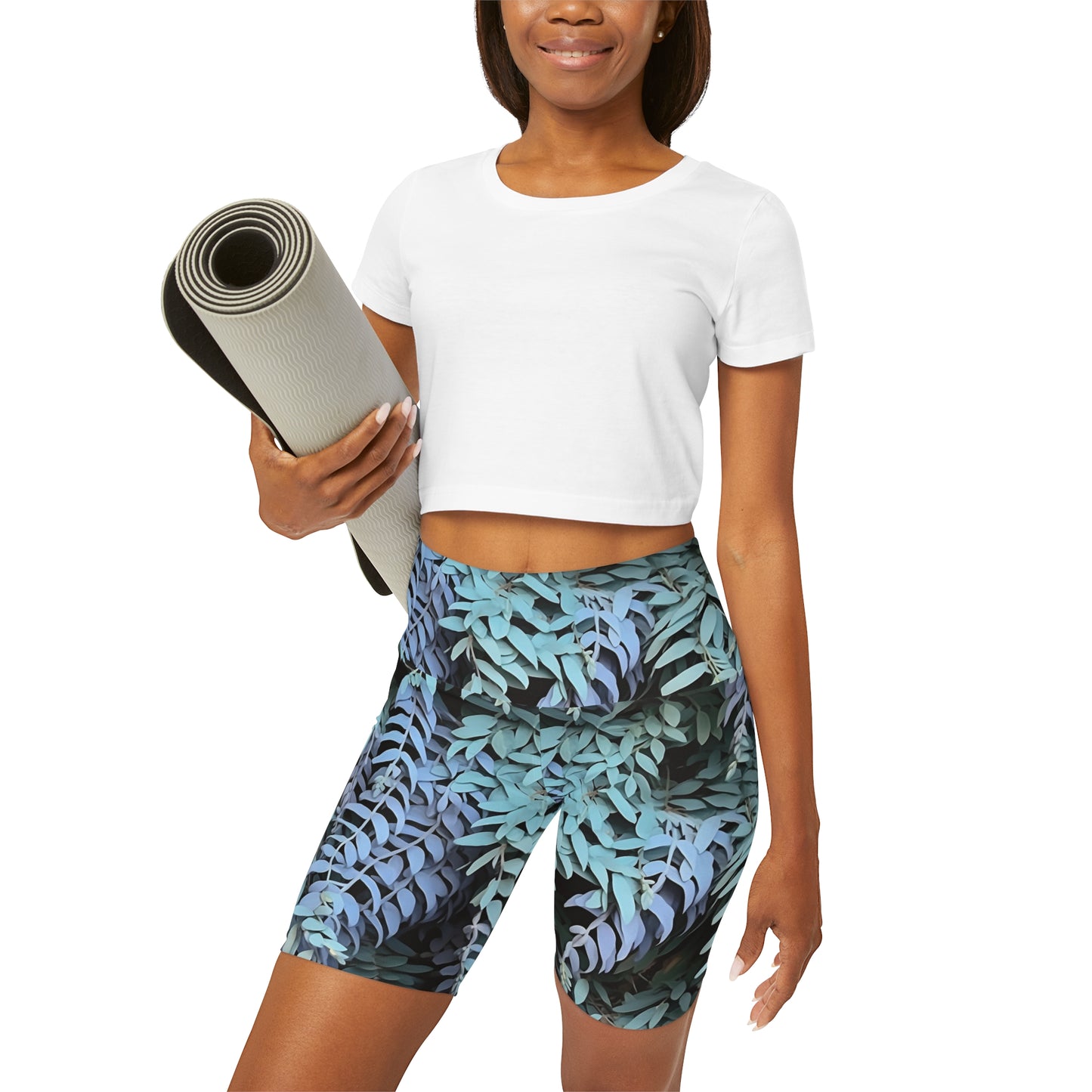 High Waisted Yoga Shorts - Purple Sage, Purple Sage