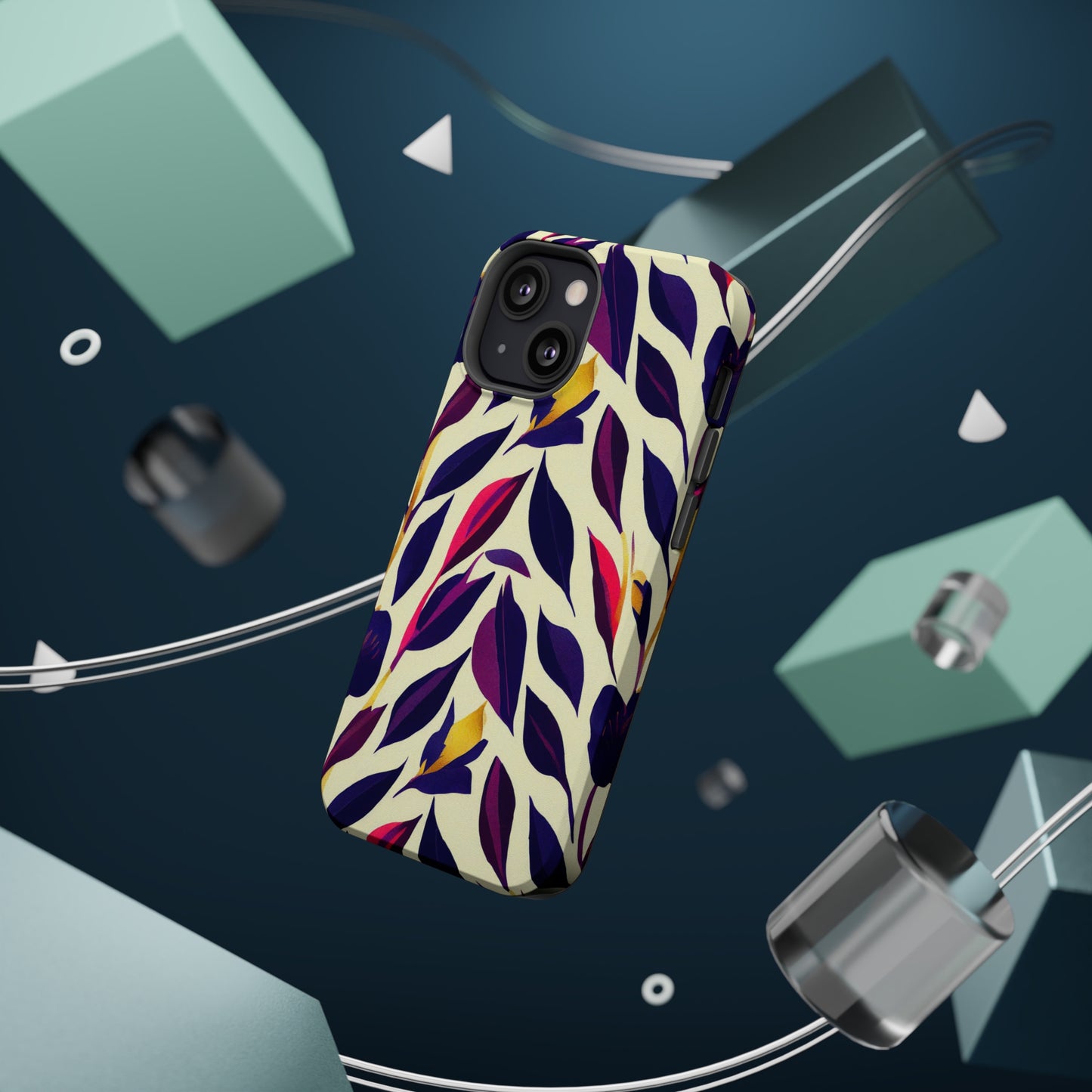 MagSafe Tough iPhone Case - Violet Flourish Damask