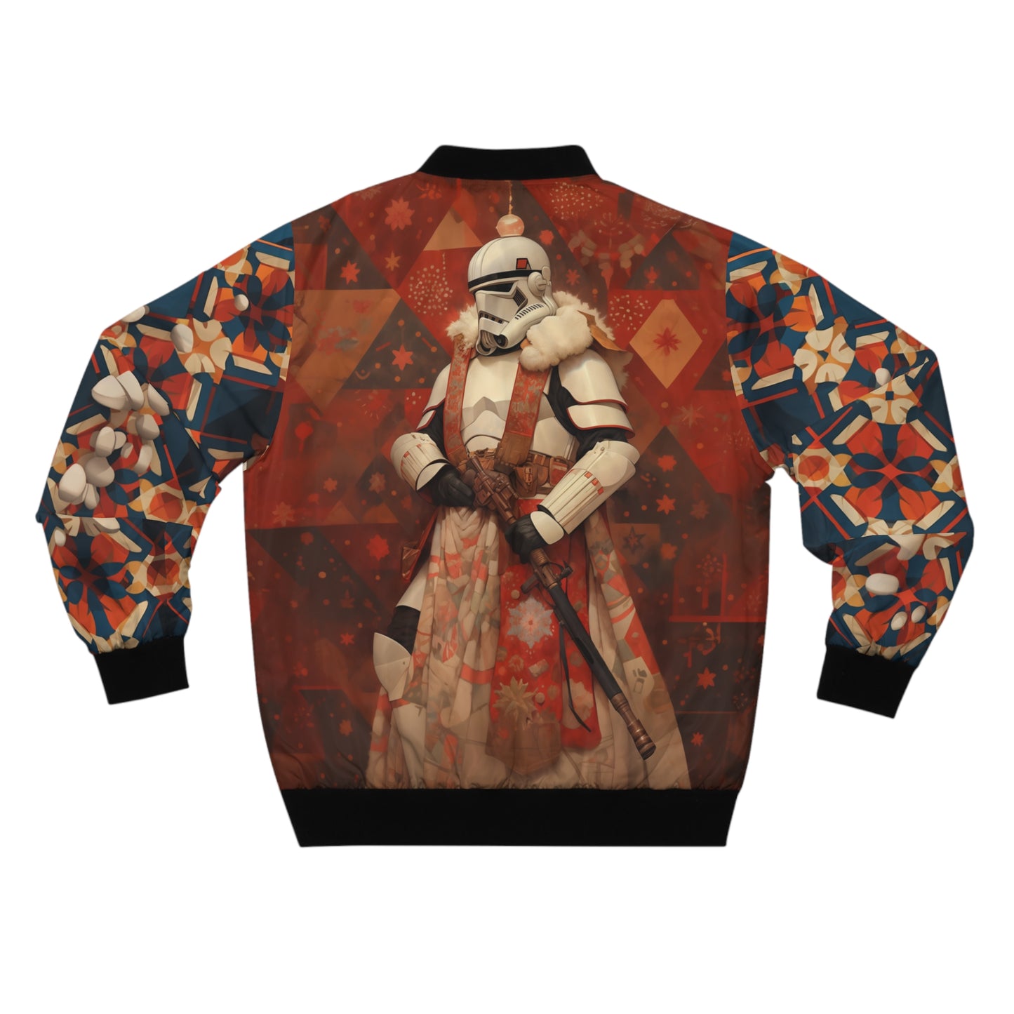 Men's Bomber Jacket - Storm Trooper Norman Rockwell Christmas Card.png