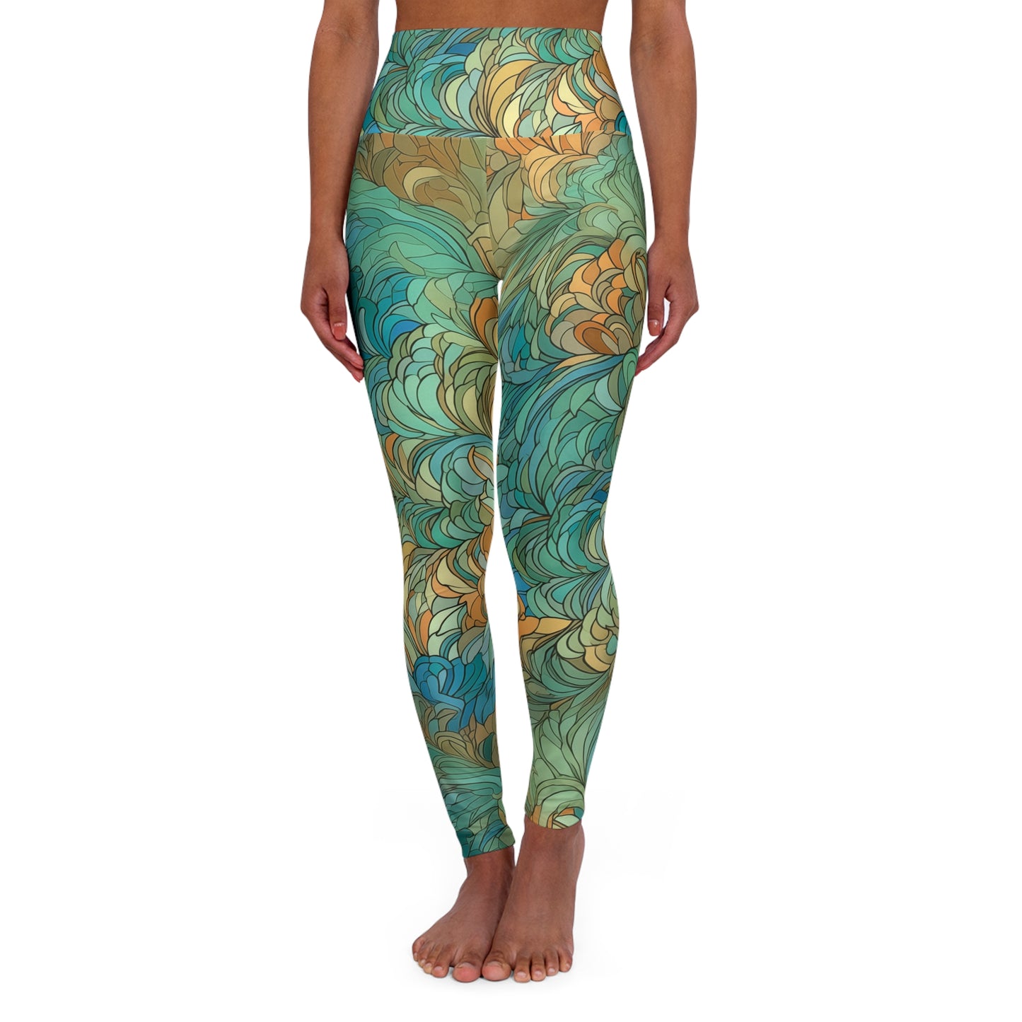 High Waisted Leggings - Lancaster Prague Fish Scale.png