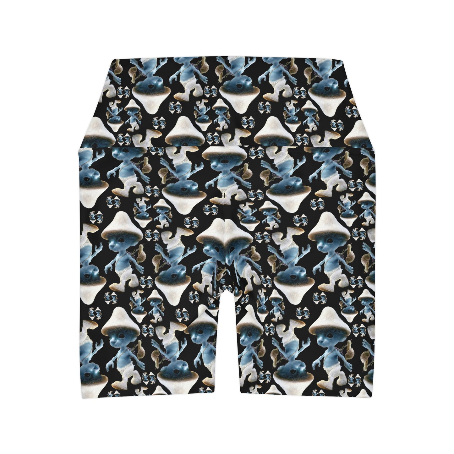 High Waisted Yoga Shorts - SmurfCat Pattern