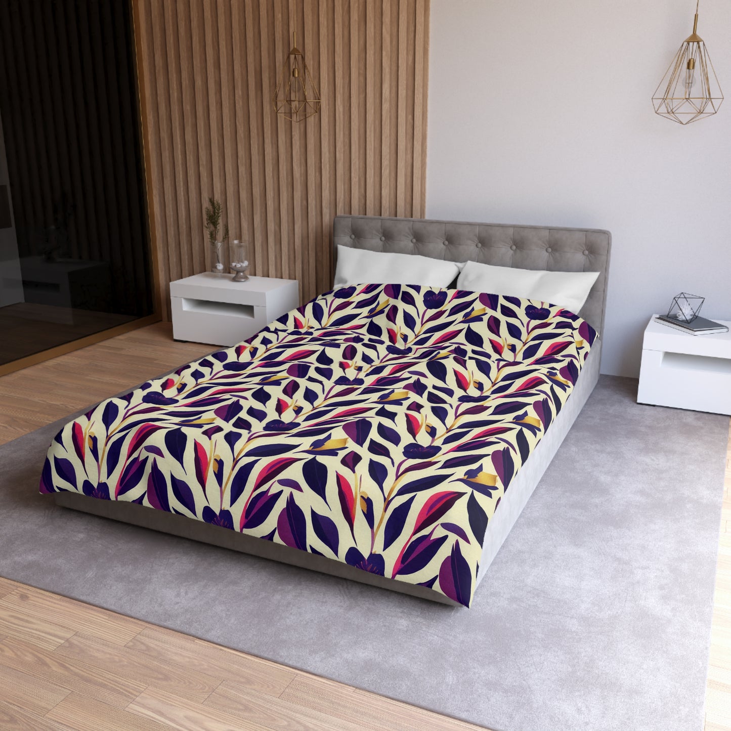 Violet Flourish Damask - Duvet Cover