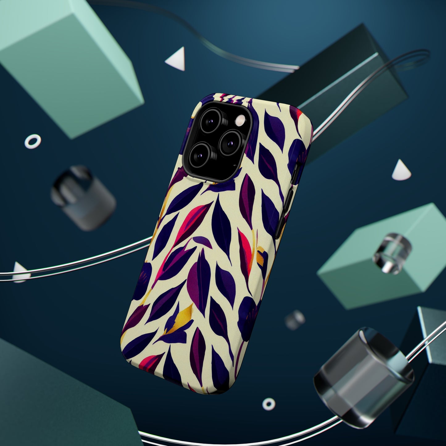 MagSafe Tough iPhone Case - Violet Flourish Damask