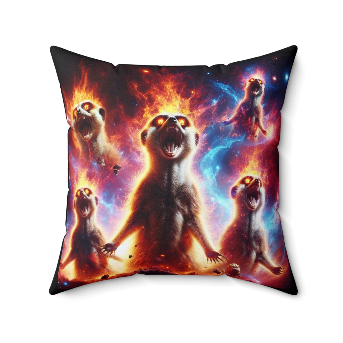 Spun Polyester Square Pillow - Meerkat Cosmic Level