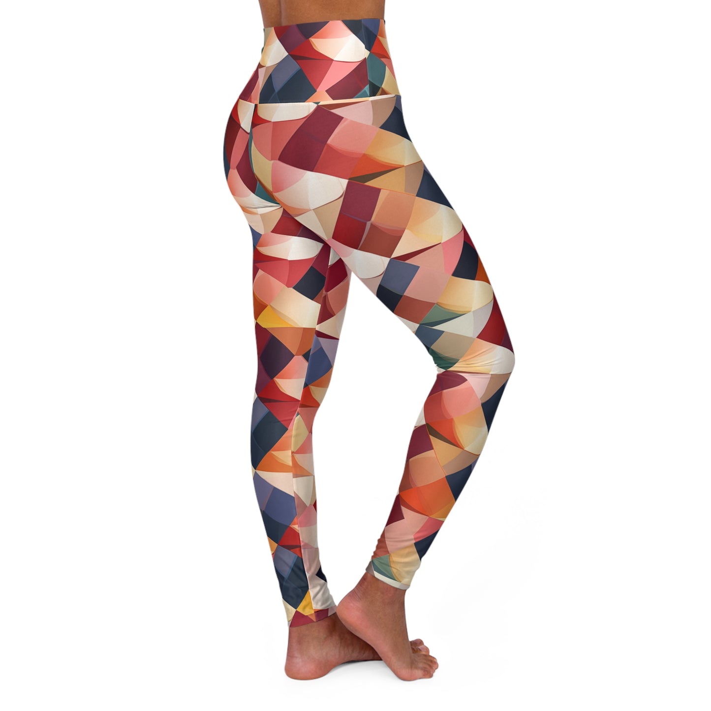High Waisted Leggings - Parisian Harlequin Pattern