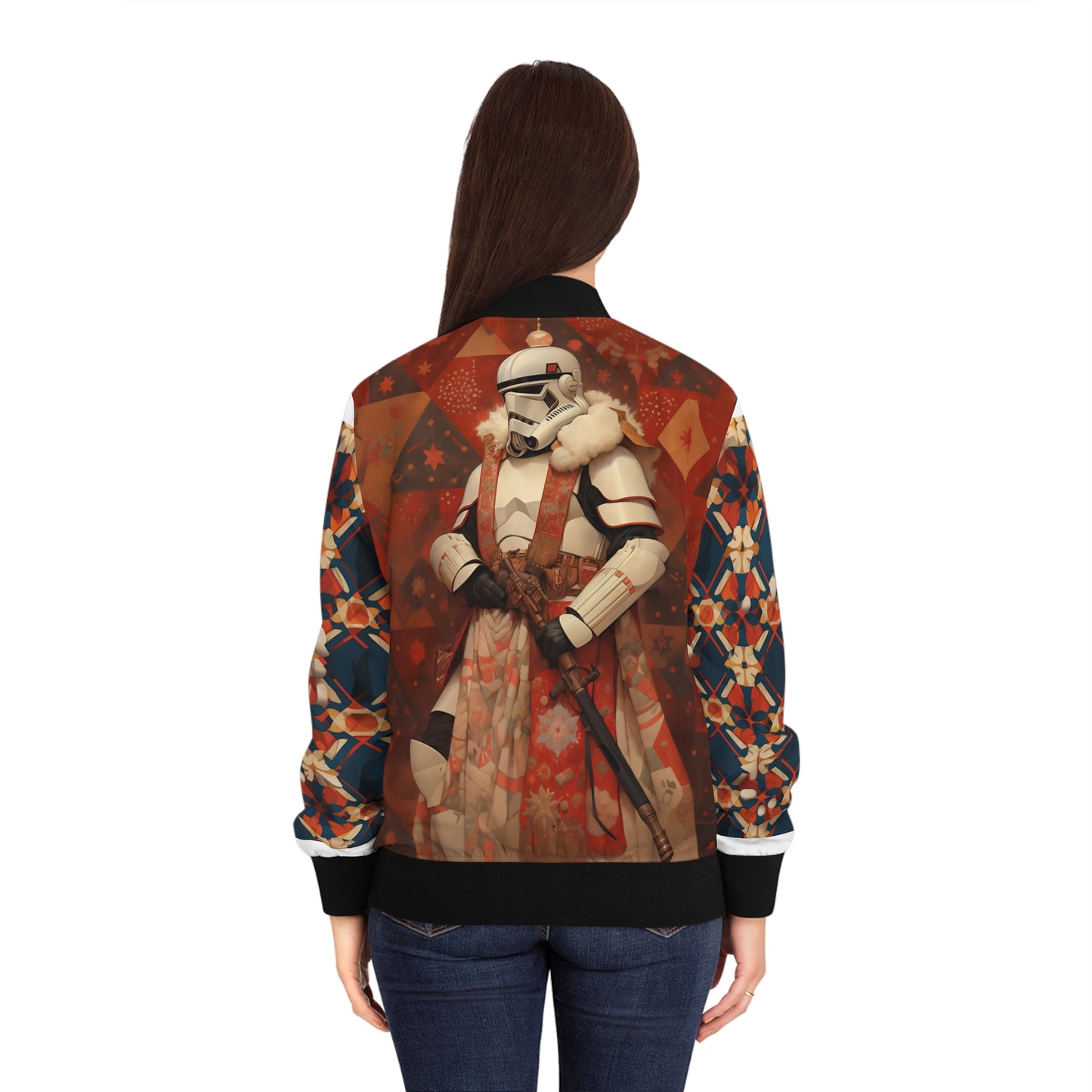Women's Bomber Jacket - Storm Trooper Norman Rockwell Christmas Card