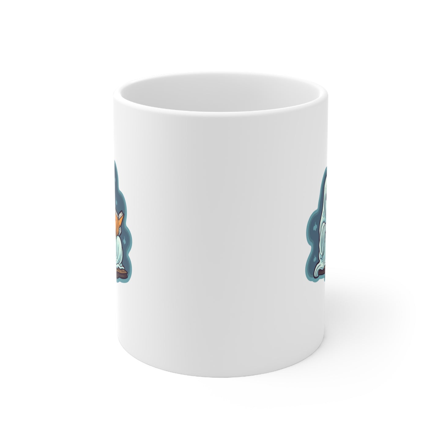 Bookish Ghost Mug, Halloween Literary Mug, Teacher's Halloween Present, Librarian Themed Mug, Spooky Ghost Mug
