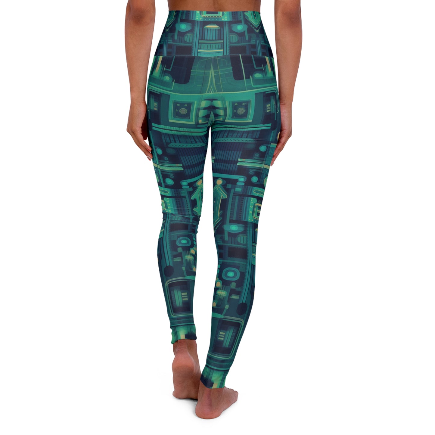 High Waisted Leggings - Annora Phalakasana Space Invader