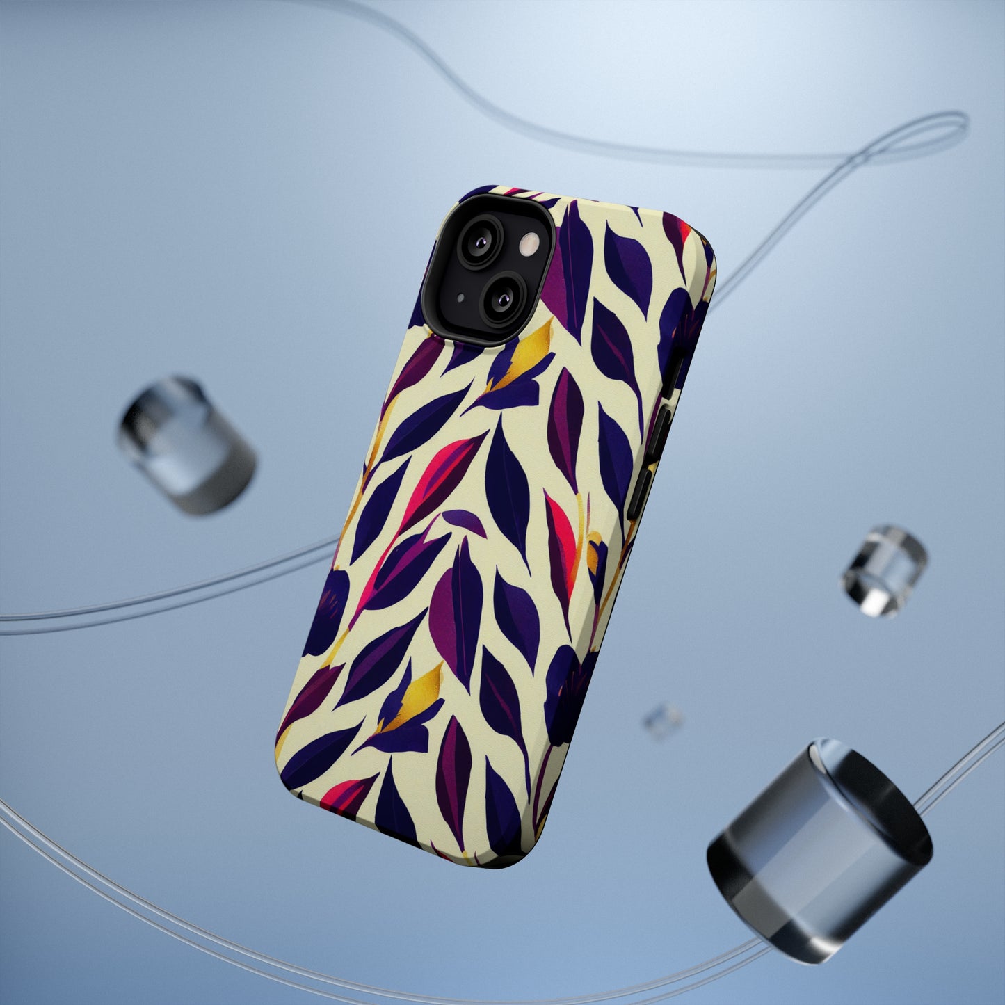 MagSafe Tough iPhone Case - Violet Flourish Damask