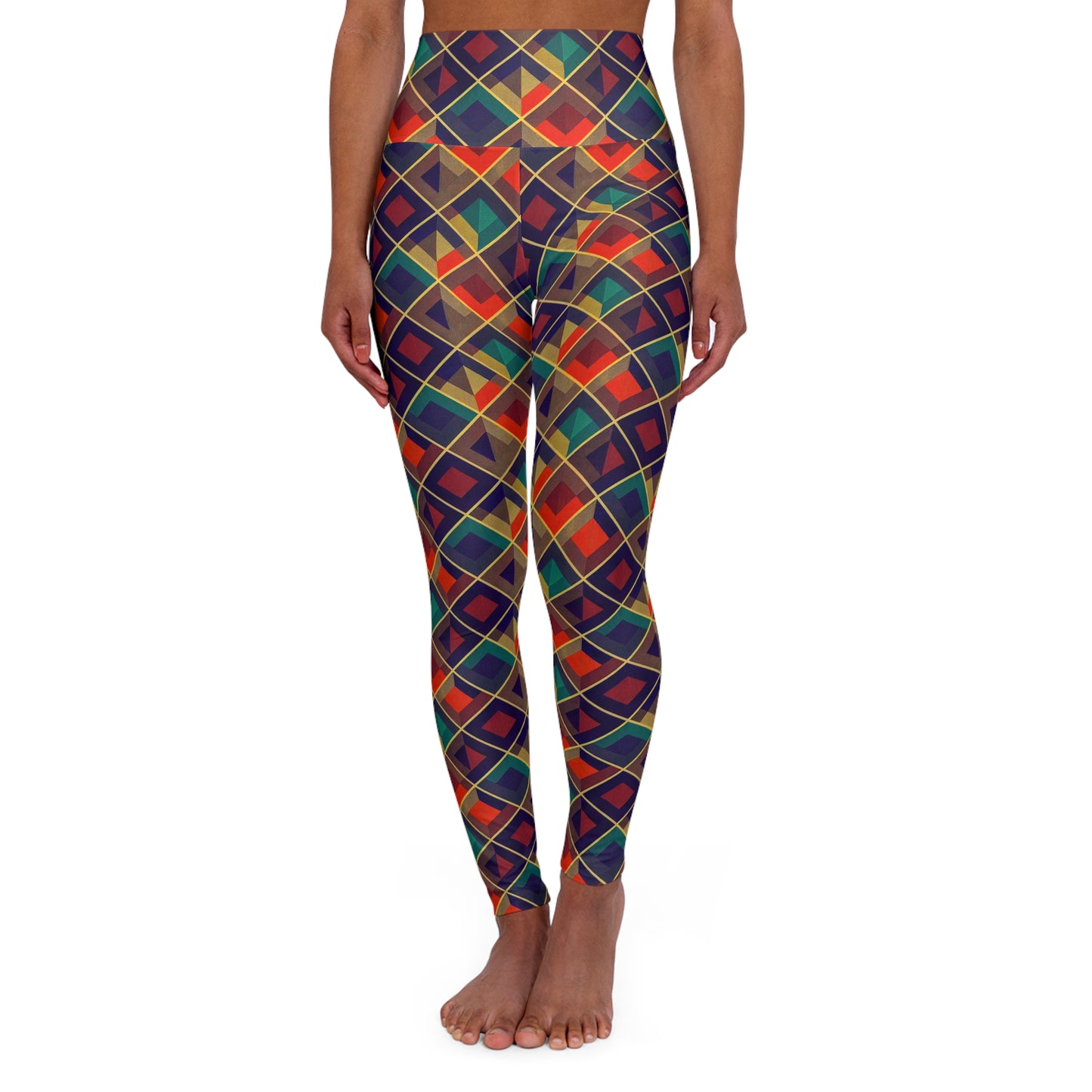High Waisted Leggings - Herringbone Kaleidoscope