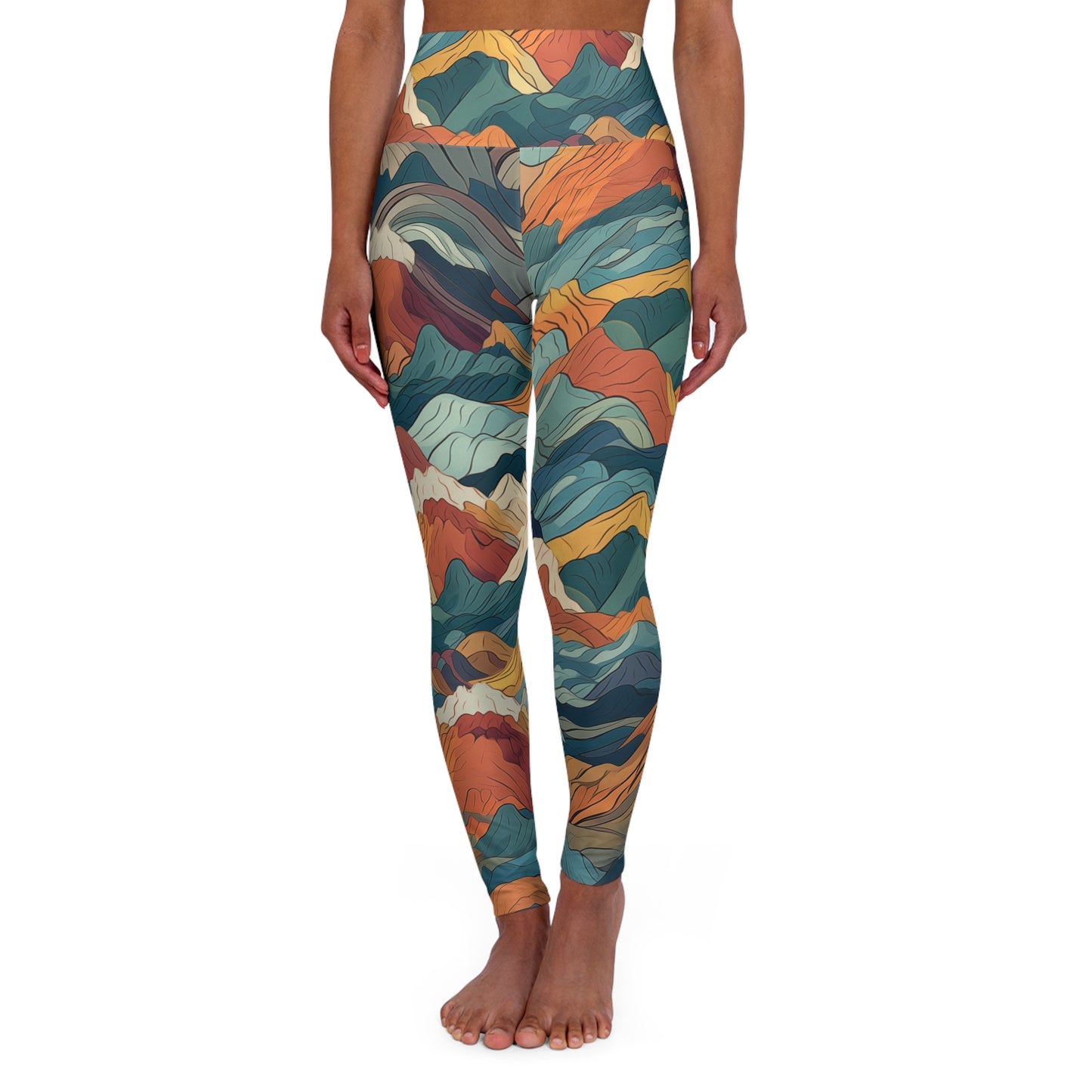 High Waisted Leggings - Bogdana Aix-en-Provence Anime Mountains